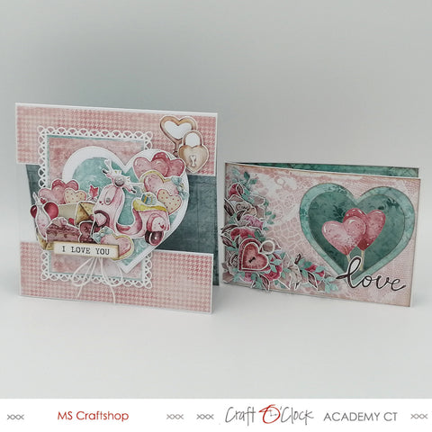 Academy Craft O'Clock, valentine's cards tutorial designed by MS Craftshop using Charming Extras 'In Love' from Craft O'Clock, cardmaking, papercraft, diy,