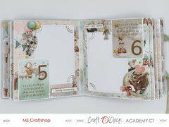 mini photo album, first year of the child desinged by MS Craftshop for Academy Craft O'Clock, "My sweet treasure" collection, scrapbooking, papercraft