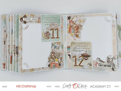 mini photo album, first year of the child desinged by MS Craftshop for Academy Craft O'Clock, "My sweet treasure" collection, scrapbooking, papercraft