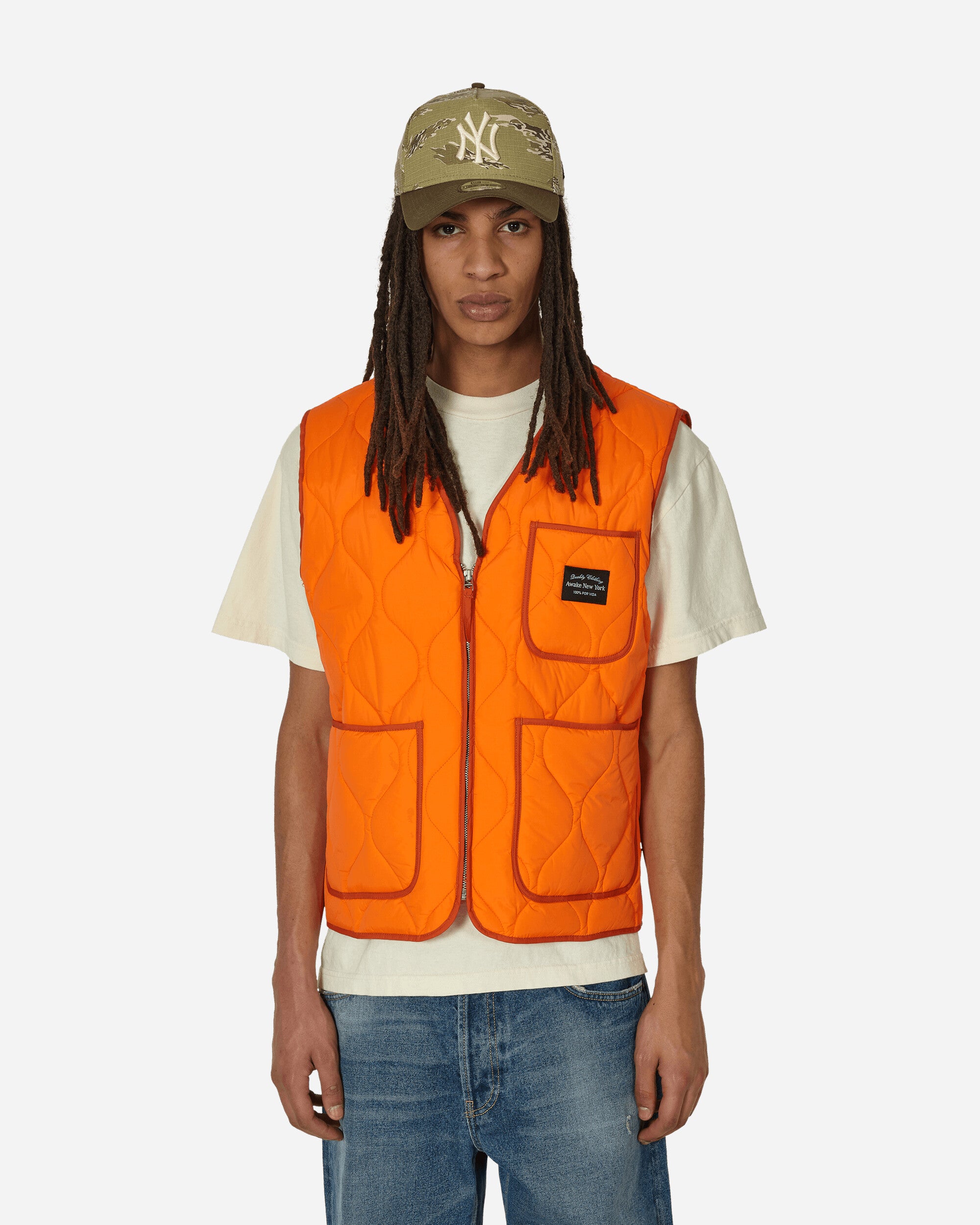 Shop Awake Ny Quilted Nylon Shell Vest In Orange