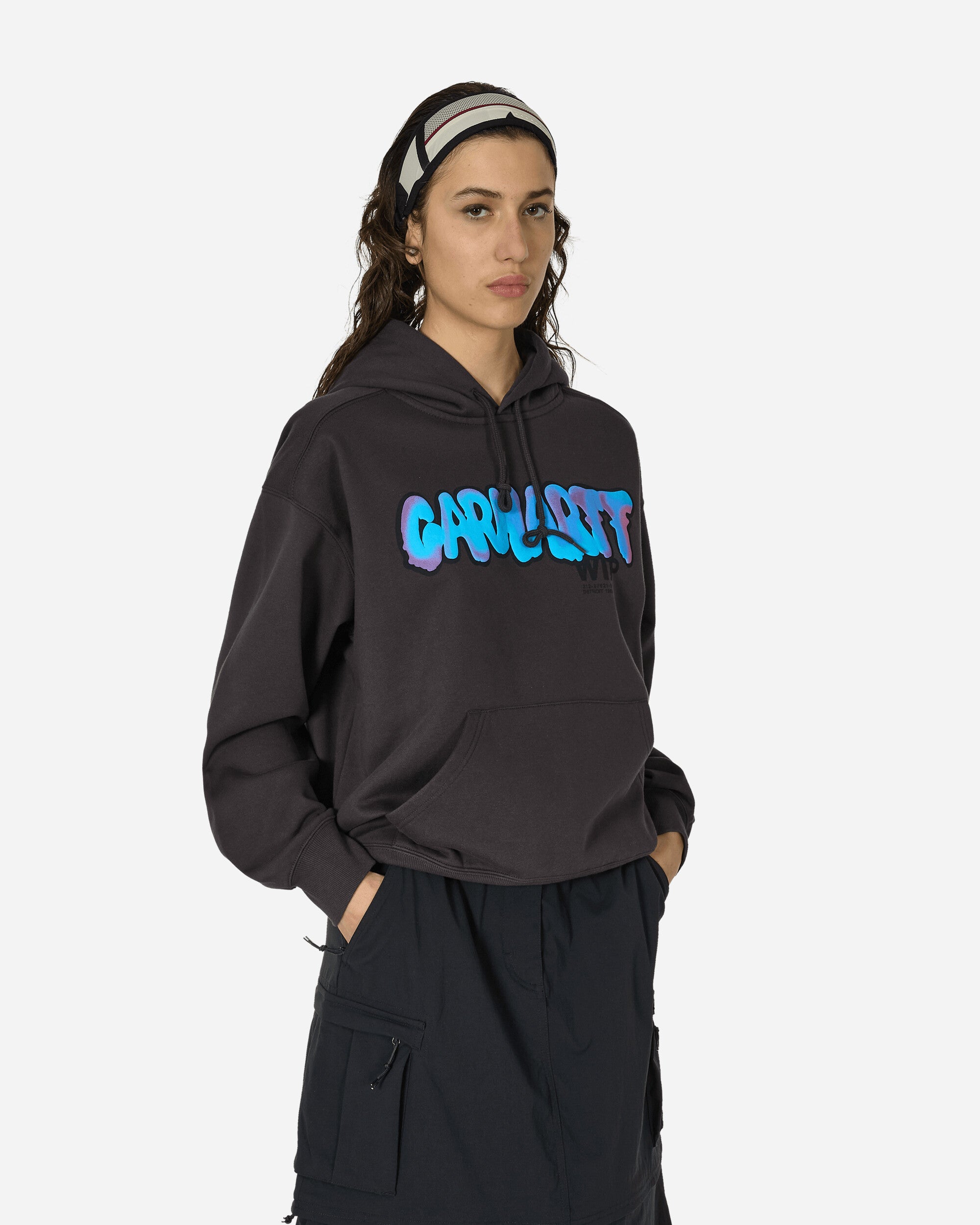 Shop Carhartt Drip Hooded Sweatshirt Charcoal In Black