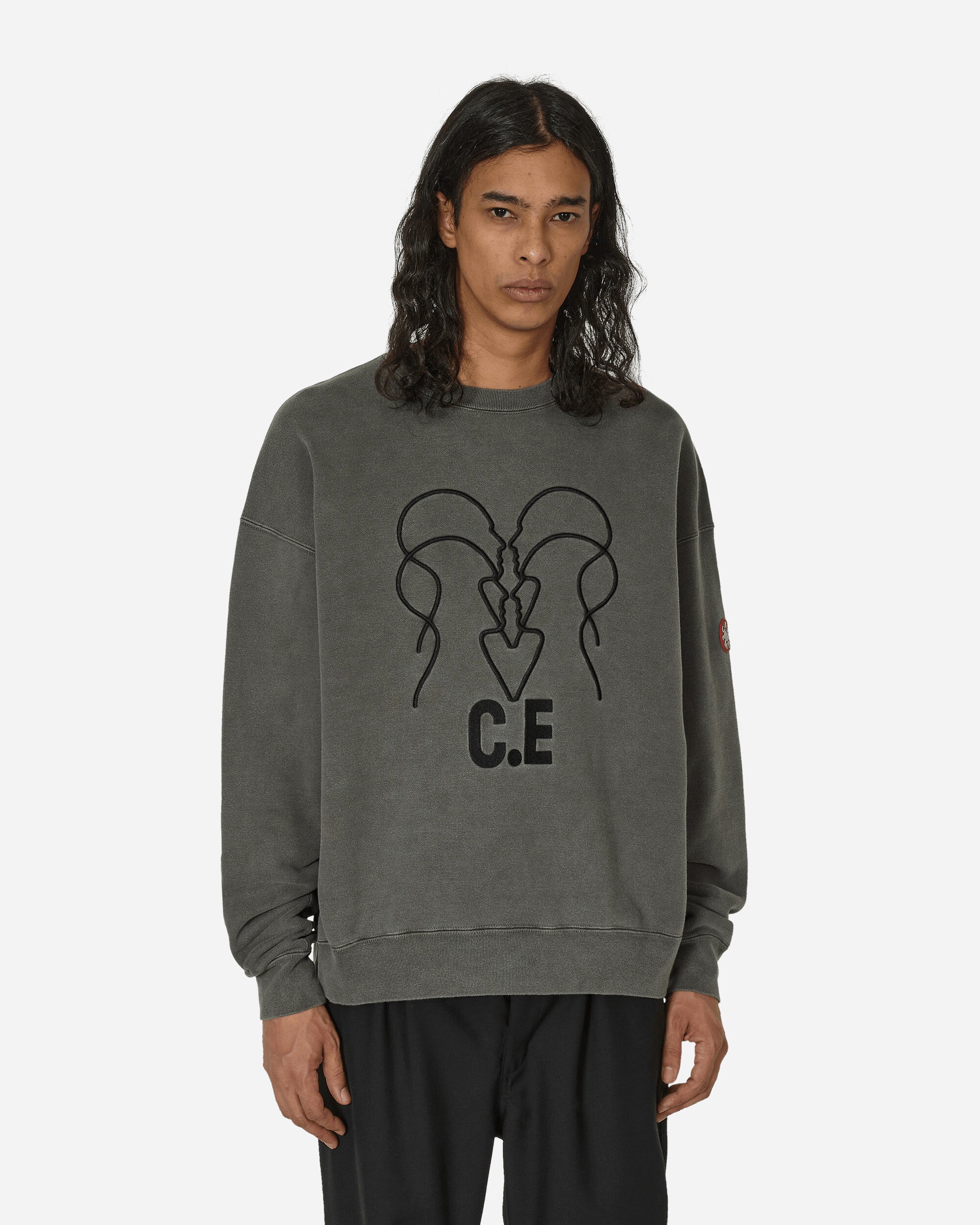 Shop Cav Empt Overdye Wb Headsx4 C.e Crewneck Sweatshirt Charcoal In Black
