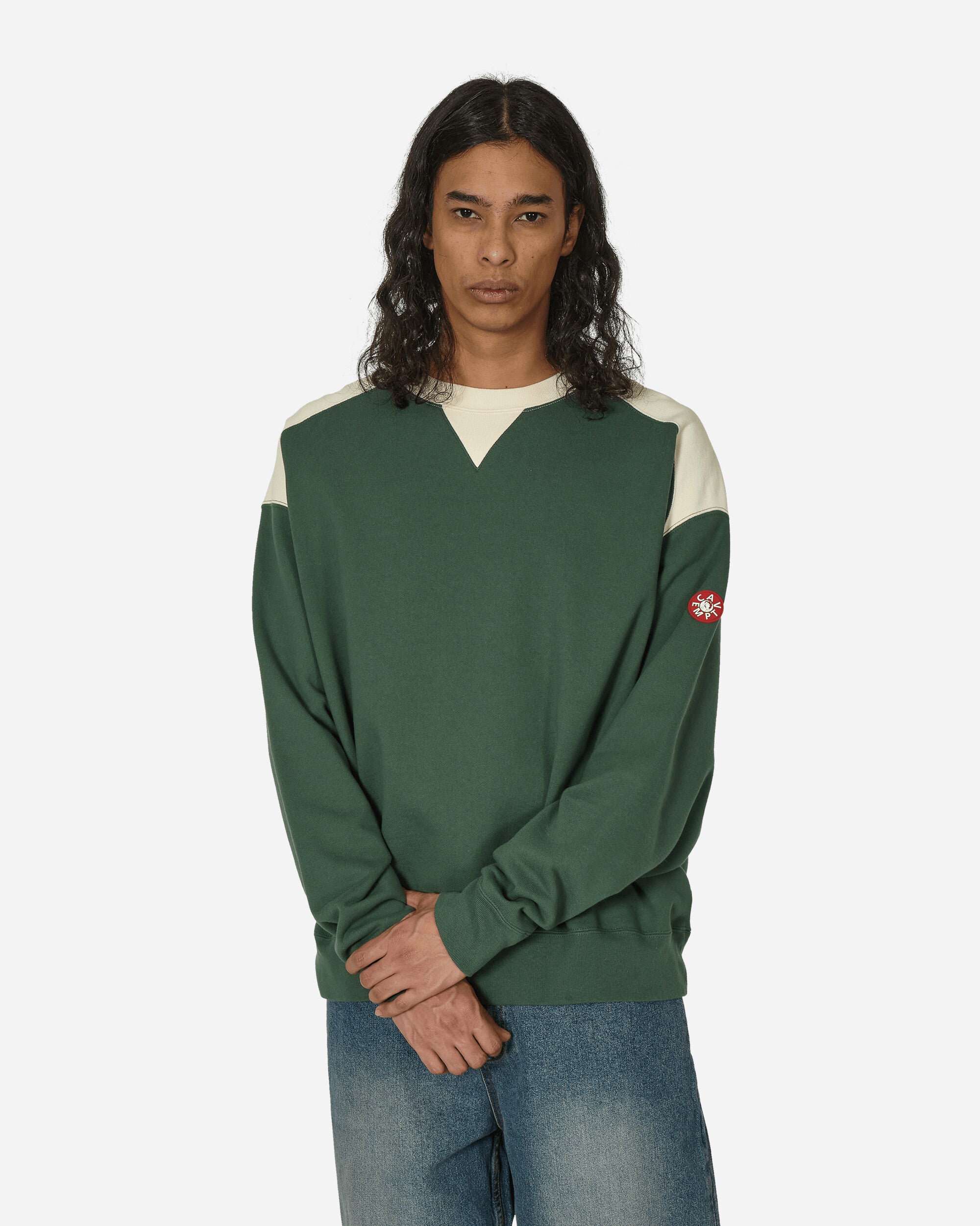 Shop Cav Empt Panel Shoulder Crewneck Sweatshirt In Green