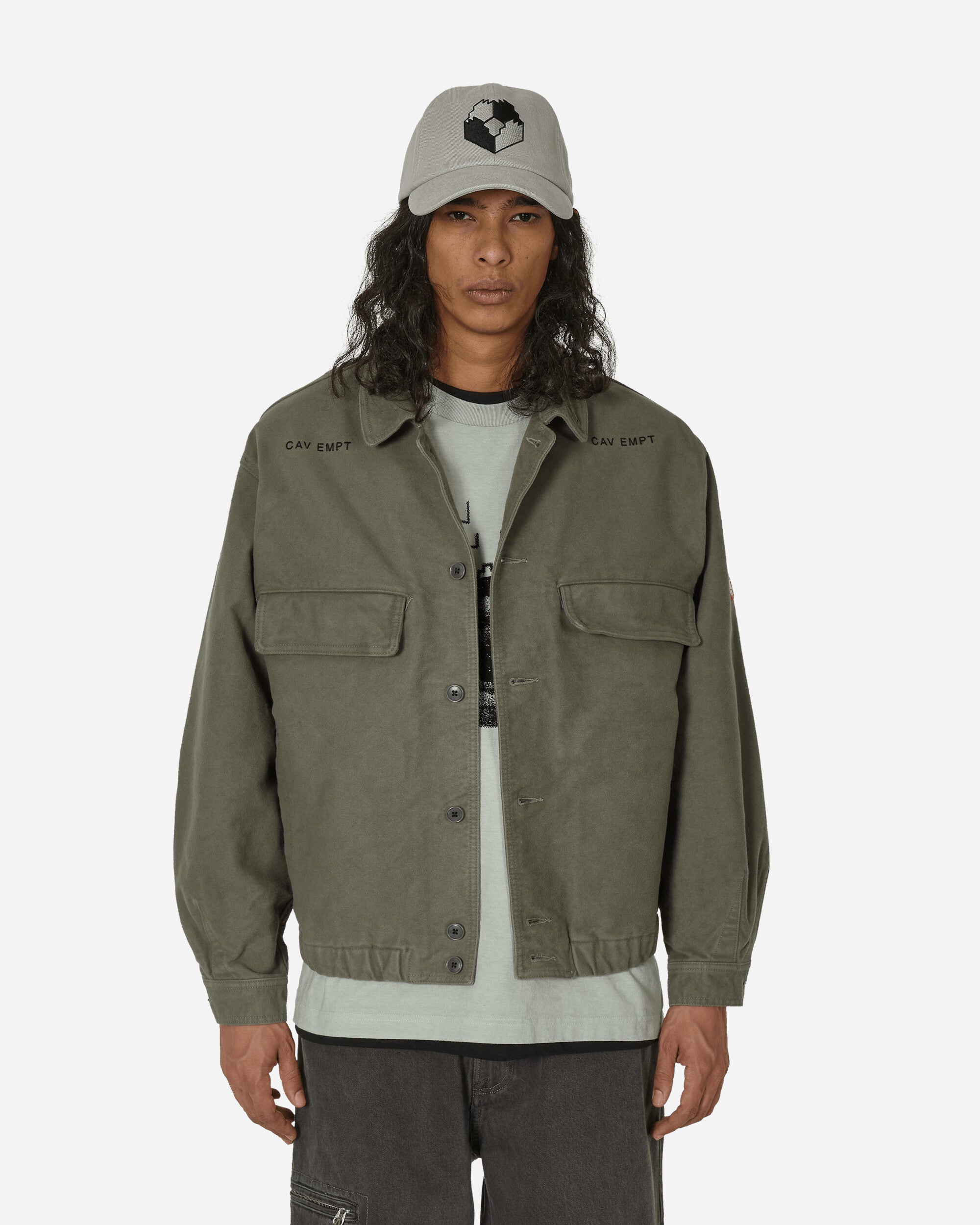 Shop Cav Empt Mol Skin Button Jacket In Grey