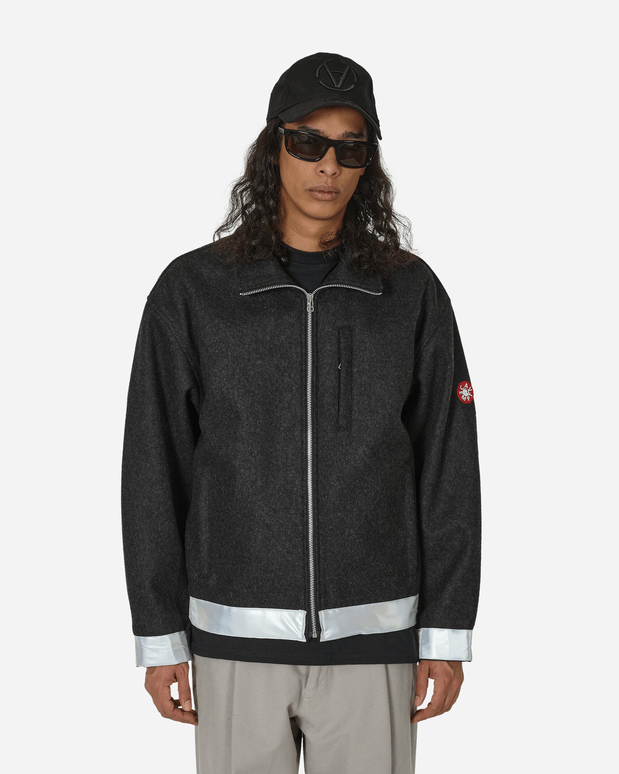 Shop Cav Empt Reflect Wool Zip Jacket Charcoal In Black