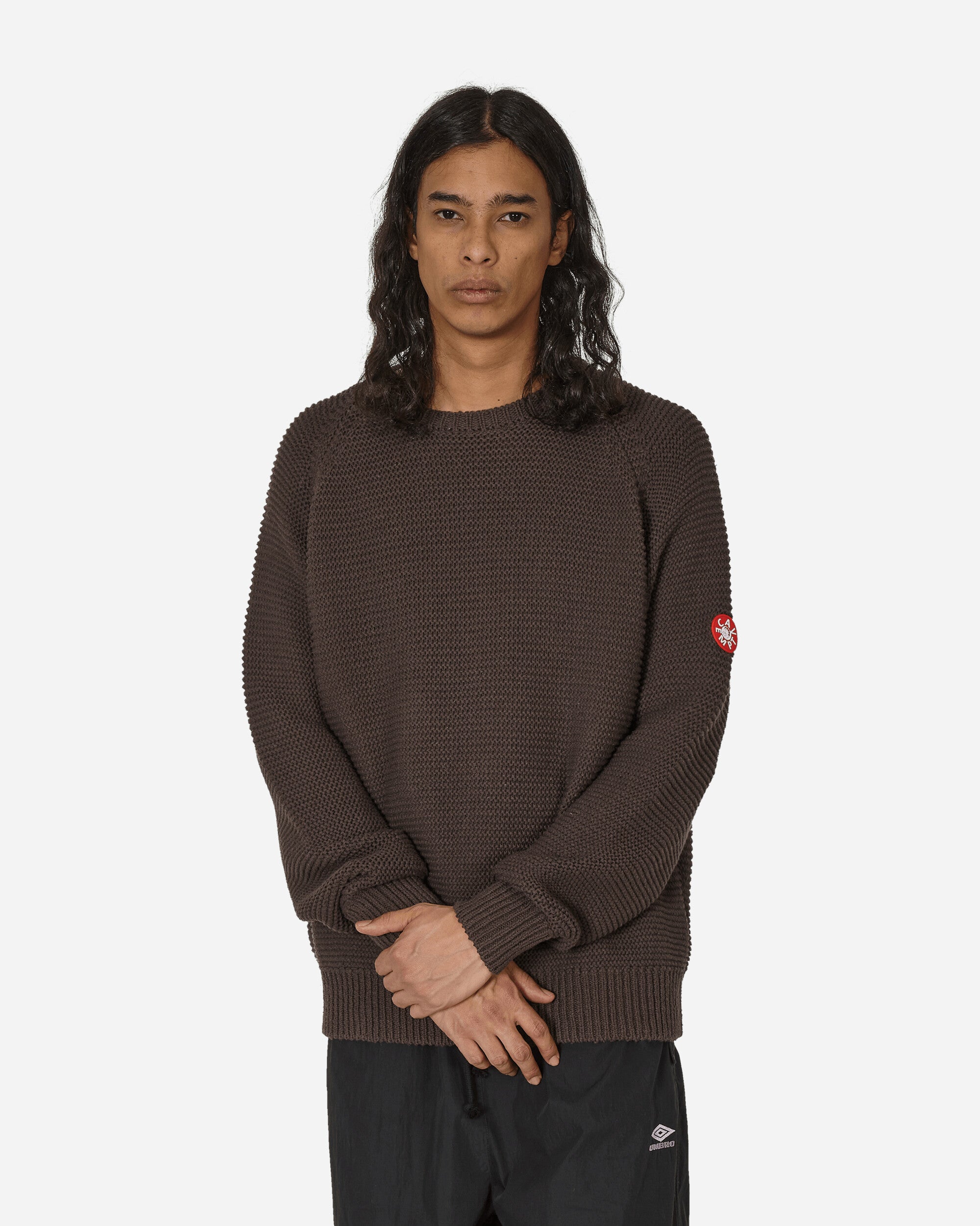 Shop Cav Empt Raglan Sleeve Cotton Knit Sweater In Grey