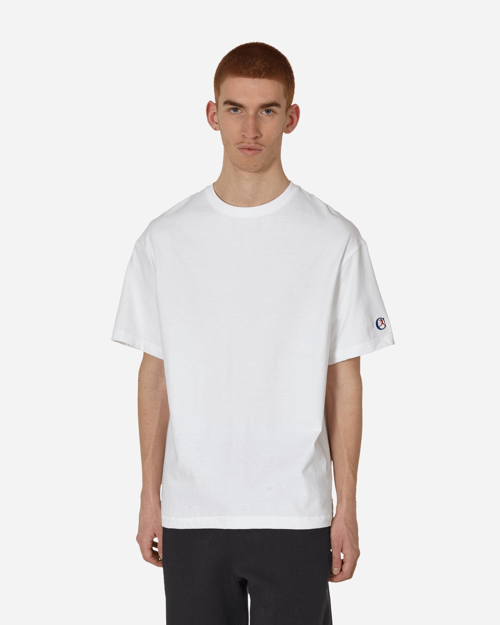 Shop Champion Made In Us Crewneck T-shirt White In Yellow