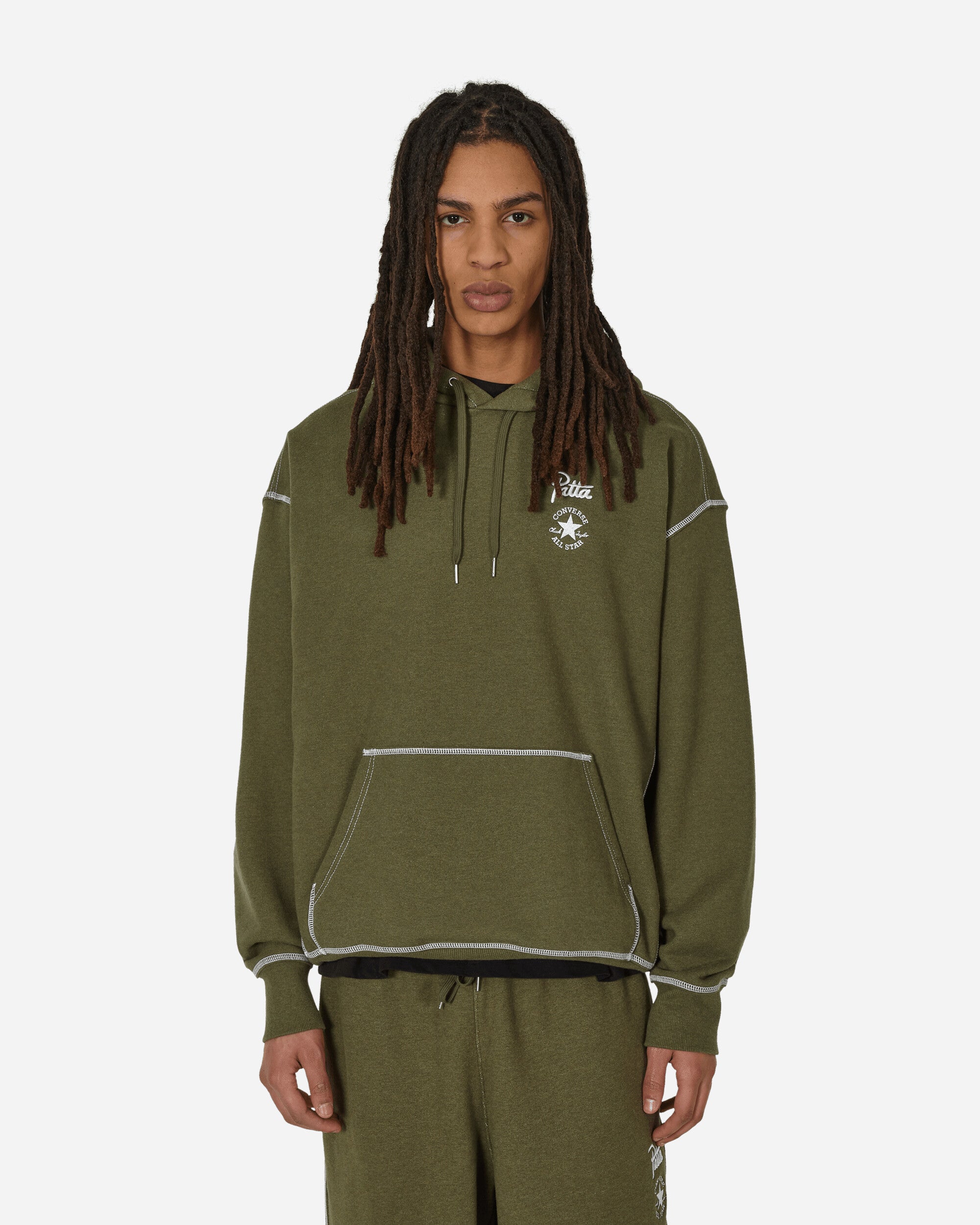 Shop Converse Patta Gold Standard Hoodie Utility Green Heather In Multicolor