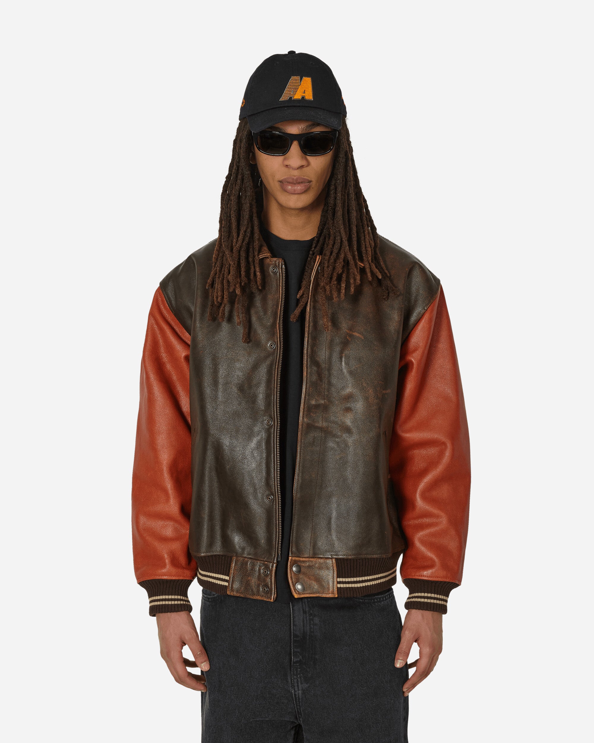 Shop Guess Usa Varsity Jacket In Brown