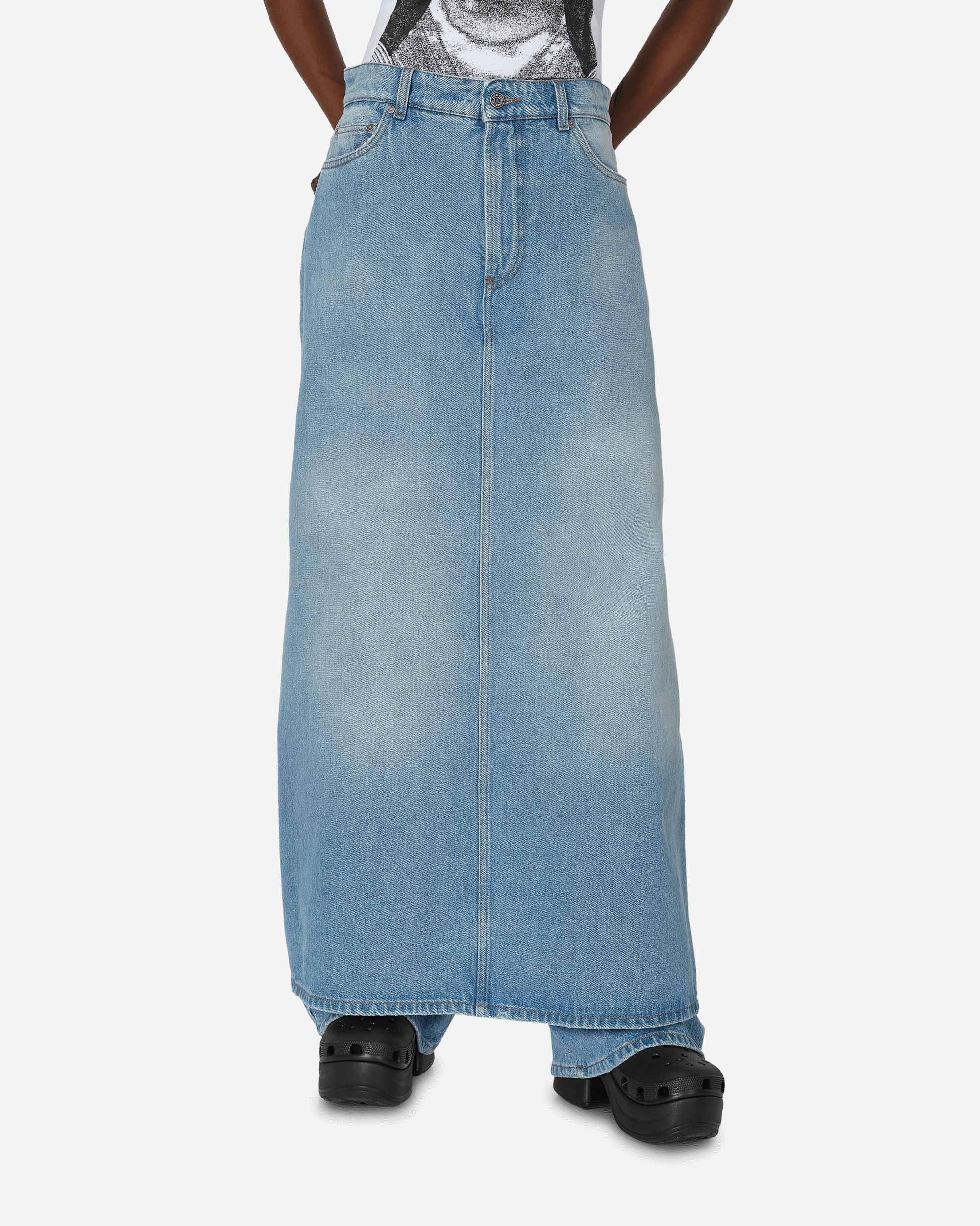 Shop Jean Paul Gaultier Denim Pant Skirt Light In Blue