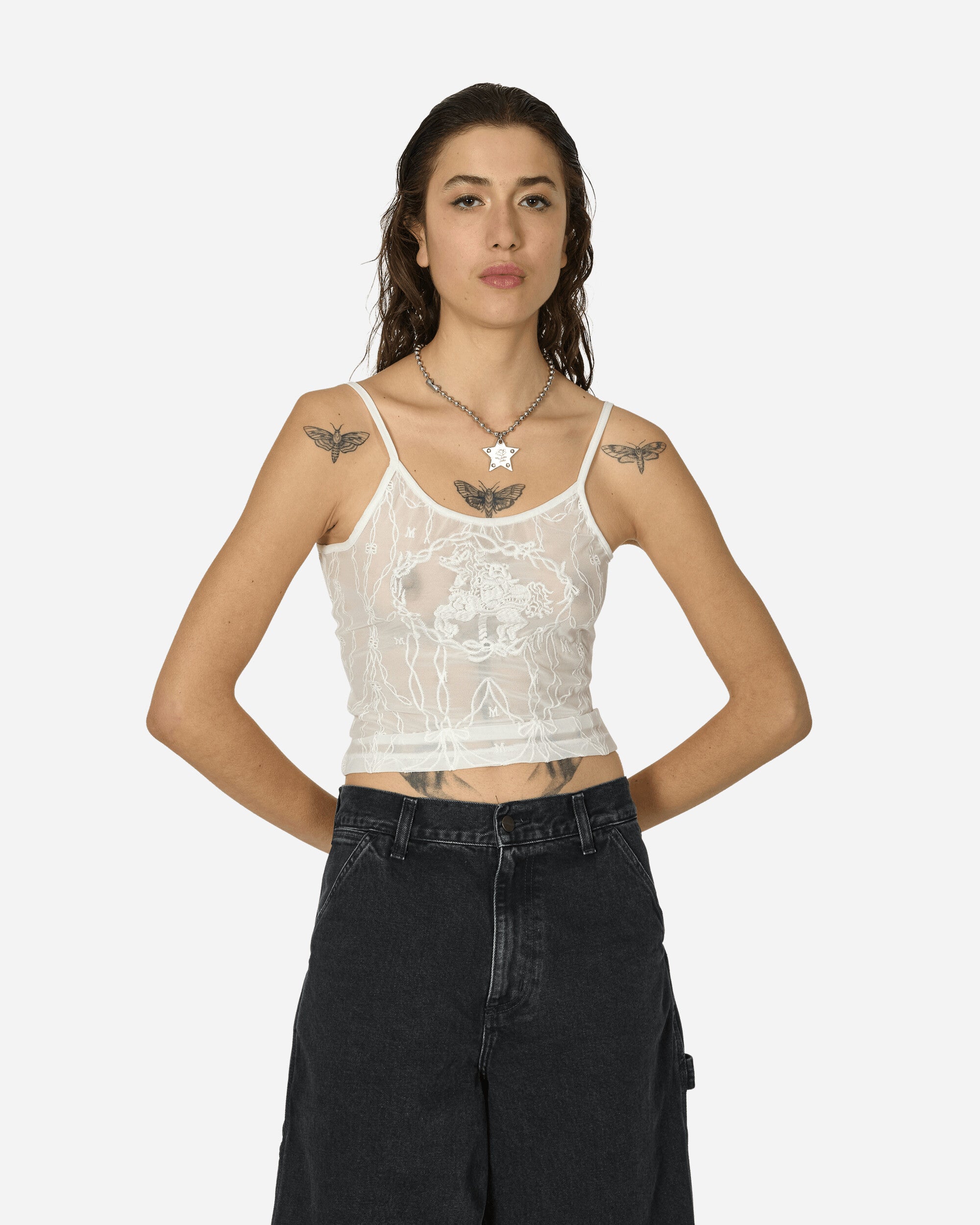 Shop Marrknull Lace Cami Tank Top In White