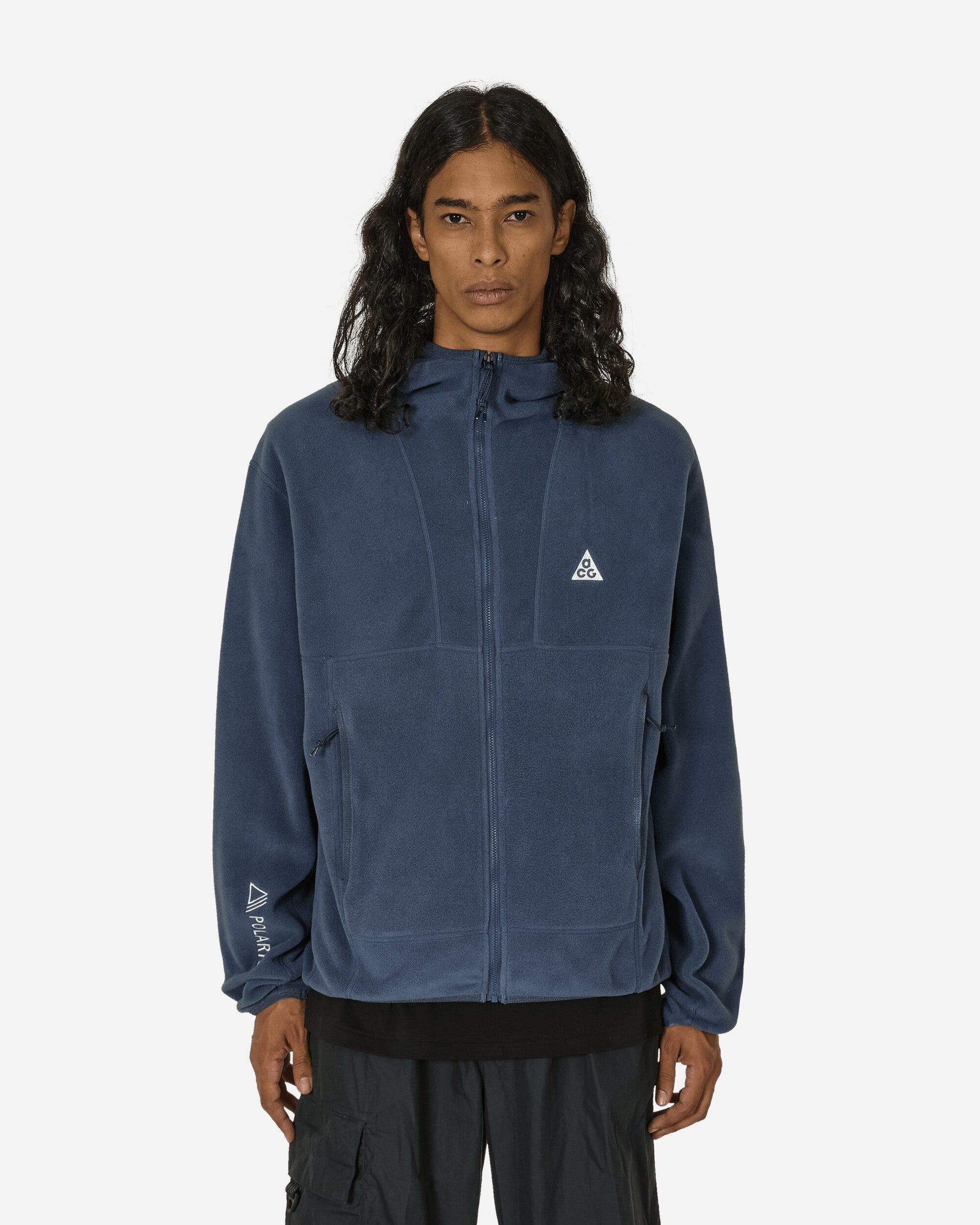 Shop Nike Acg Therma-fit Wolf Tree Zip-up Sweatshirt Thunder Blue In Multicolor