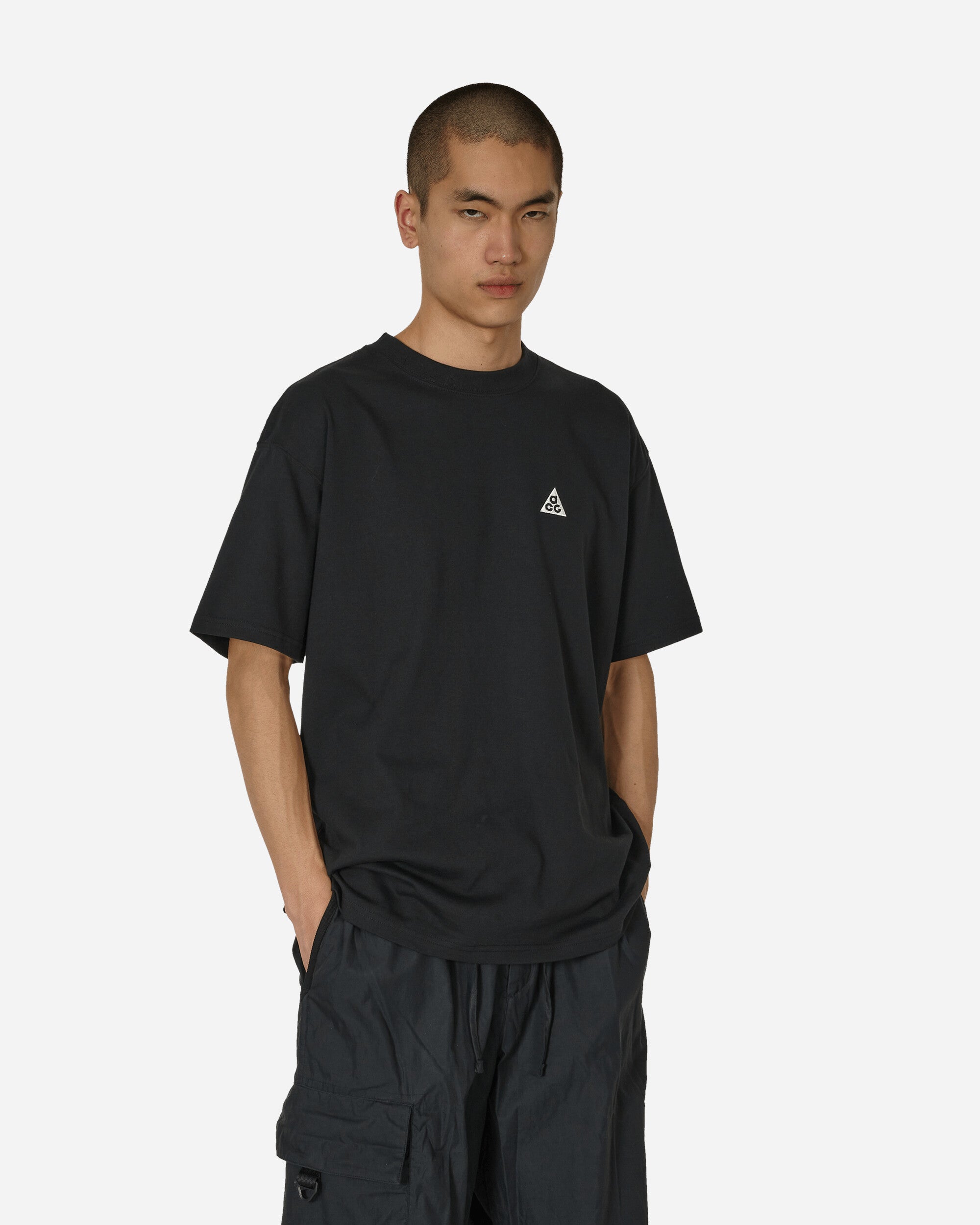 Shop Nike Acg Dri-fit Logo T-shirt Black In White