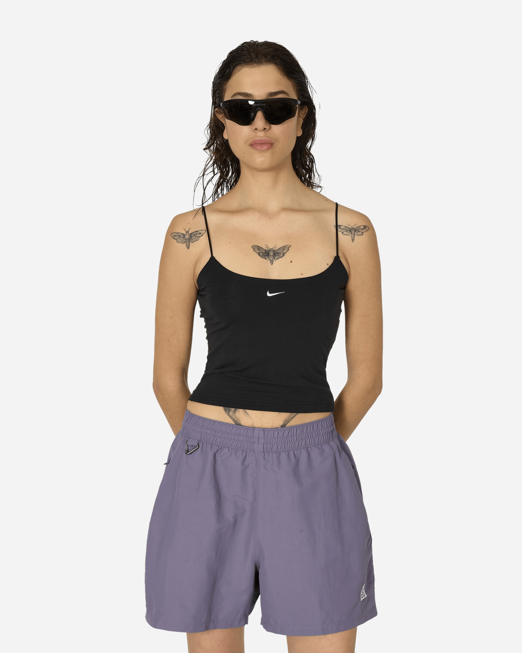 Shop Nike Chill Knit Tight Cami Tank Top Black In Multicolor