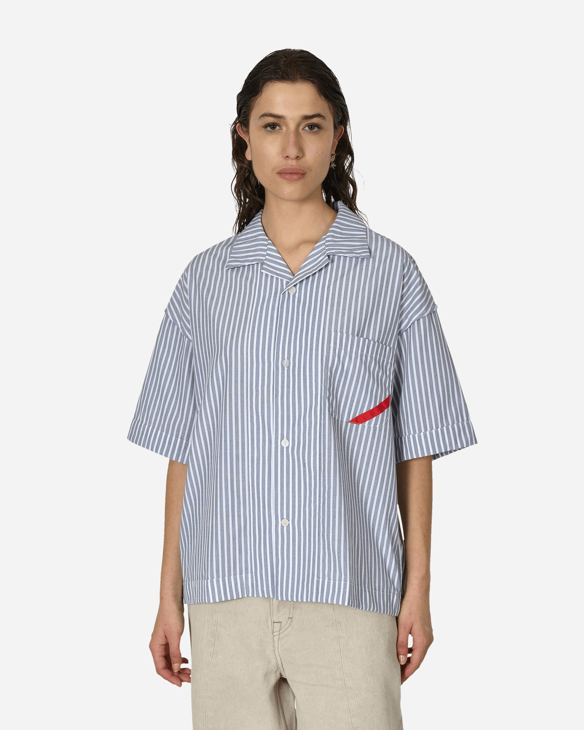 Shop Phingerin Pajalopha Open Stripe Shirt In Grey