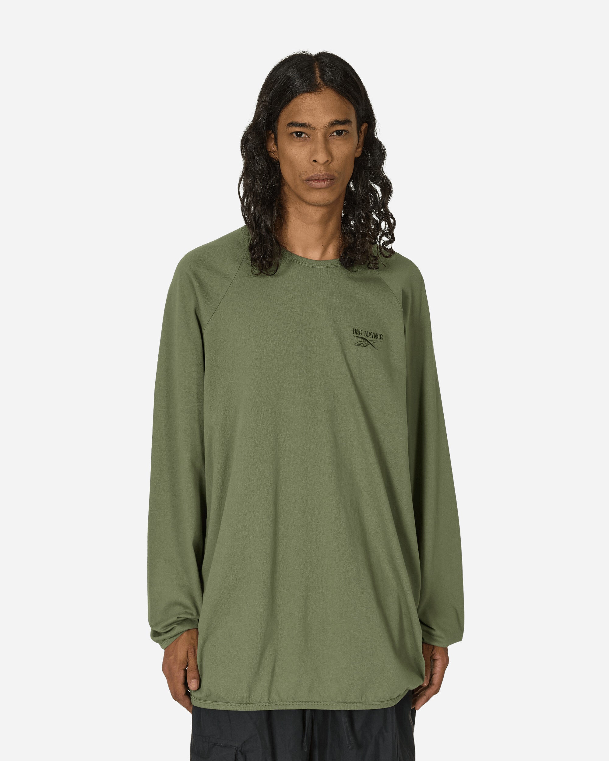 Reebok Hed Mayner Oversized Raglan Longsleeve T-shirt Army In Green