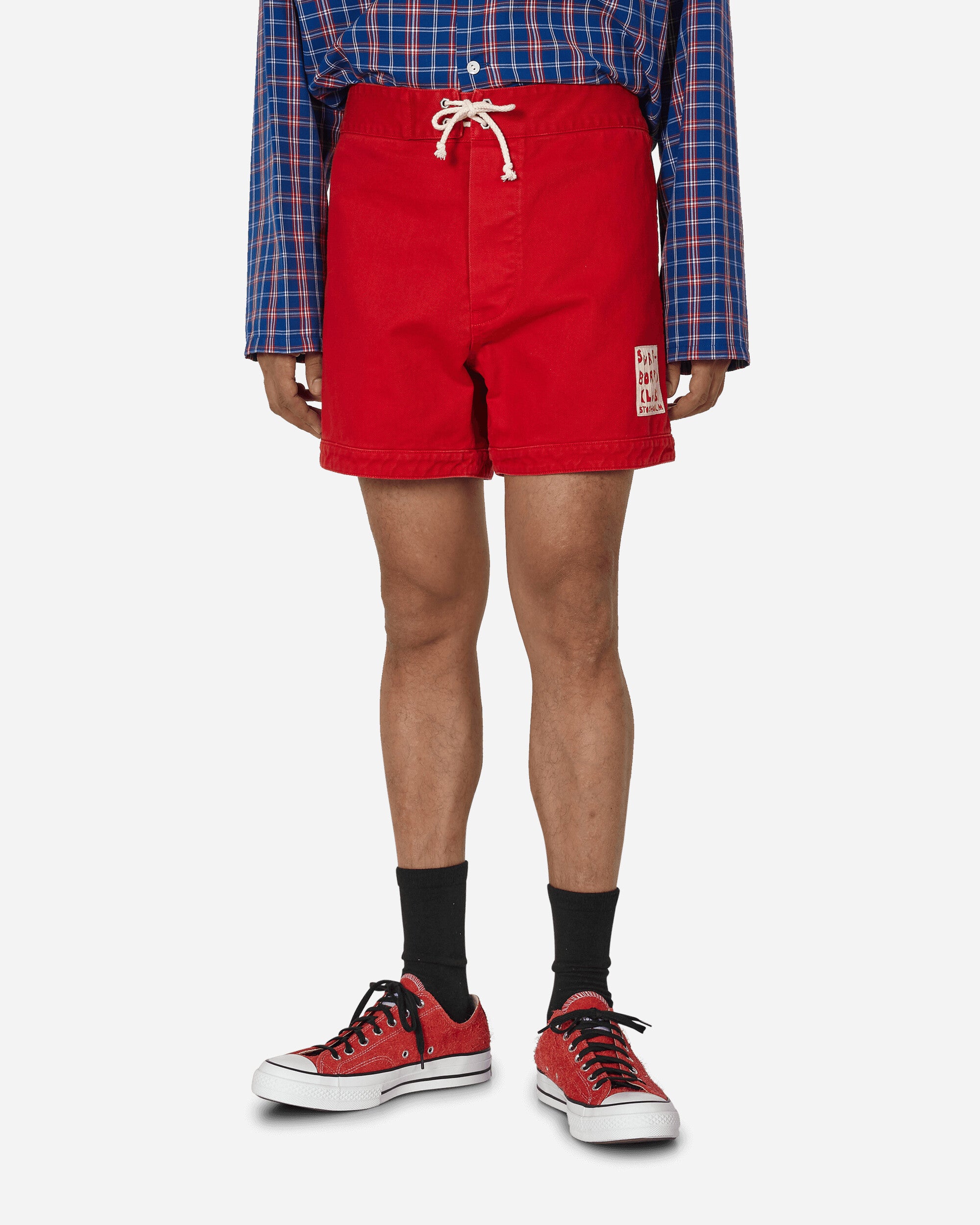 Shop Stockholm Surfboard Club Cotton Twill Shorts In Red