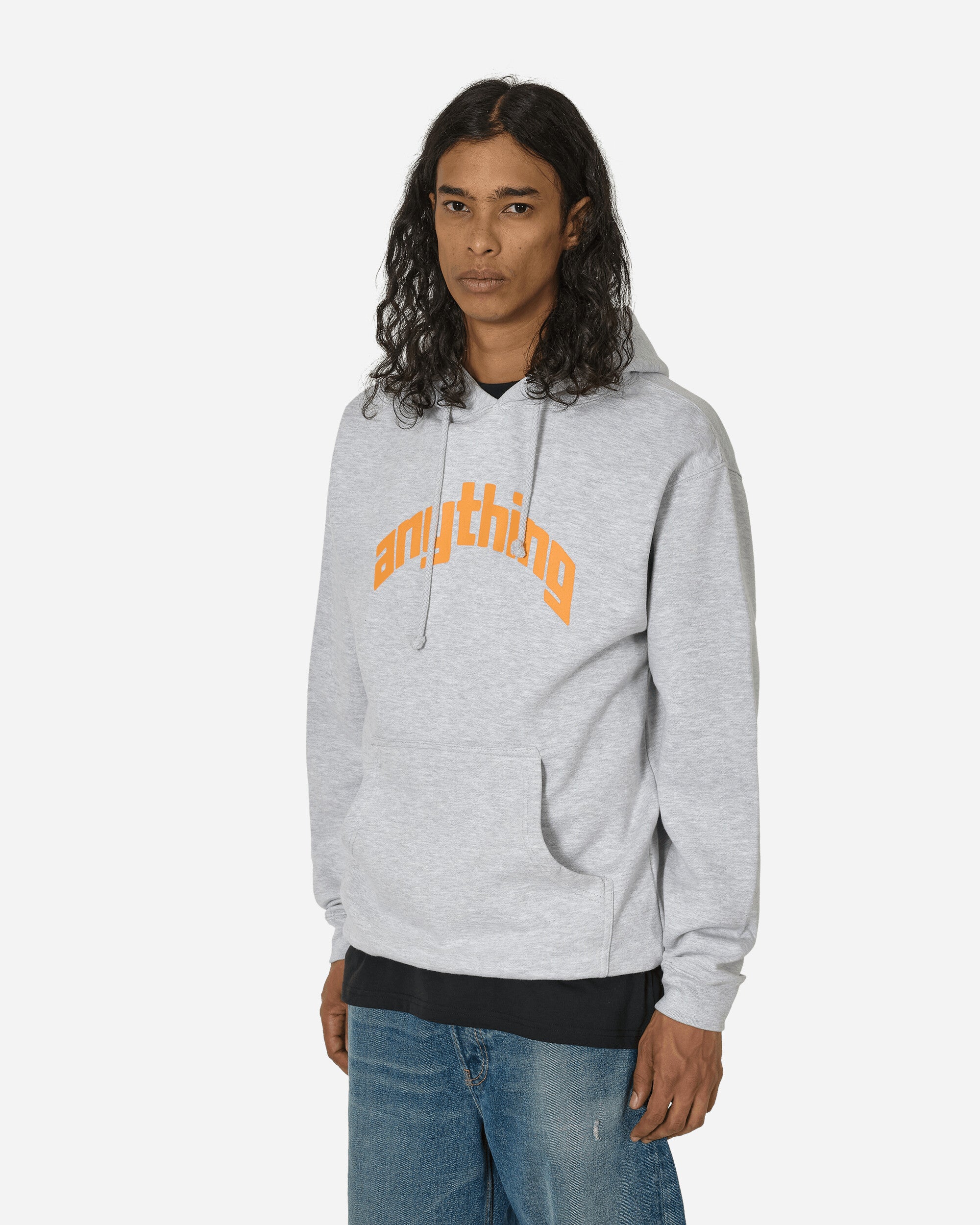 Shop Anything Curved Logo Hoodie Heather In Grey