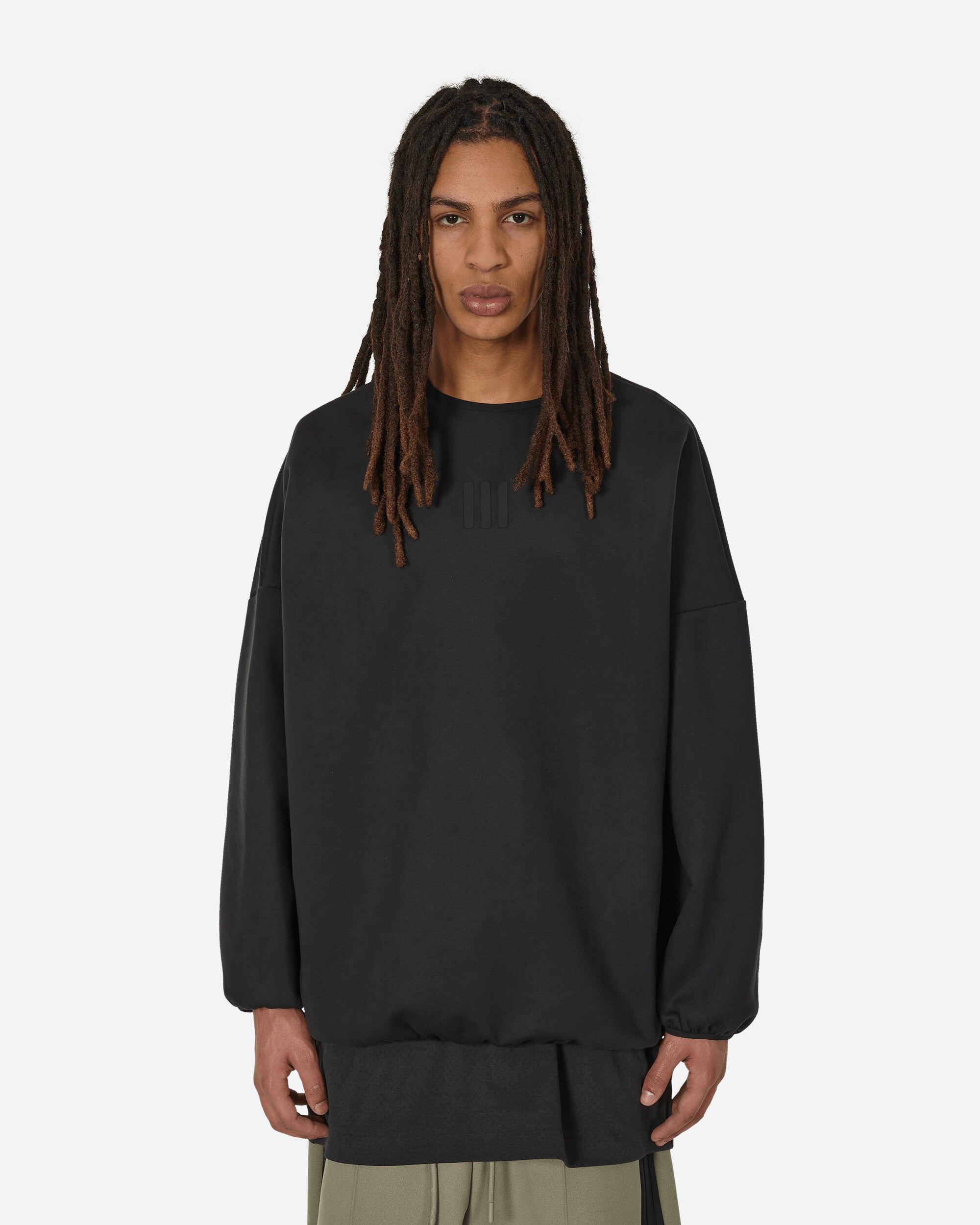 Shop Adidas Originals Fear Of God Athletics Suede Fleece Crewneck Sweatshirt In Black