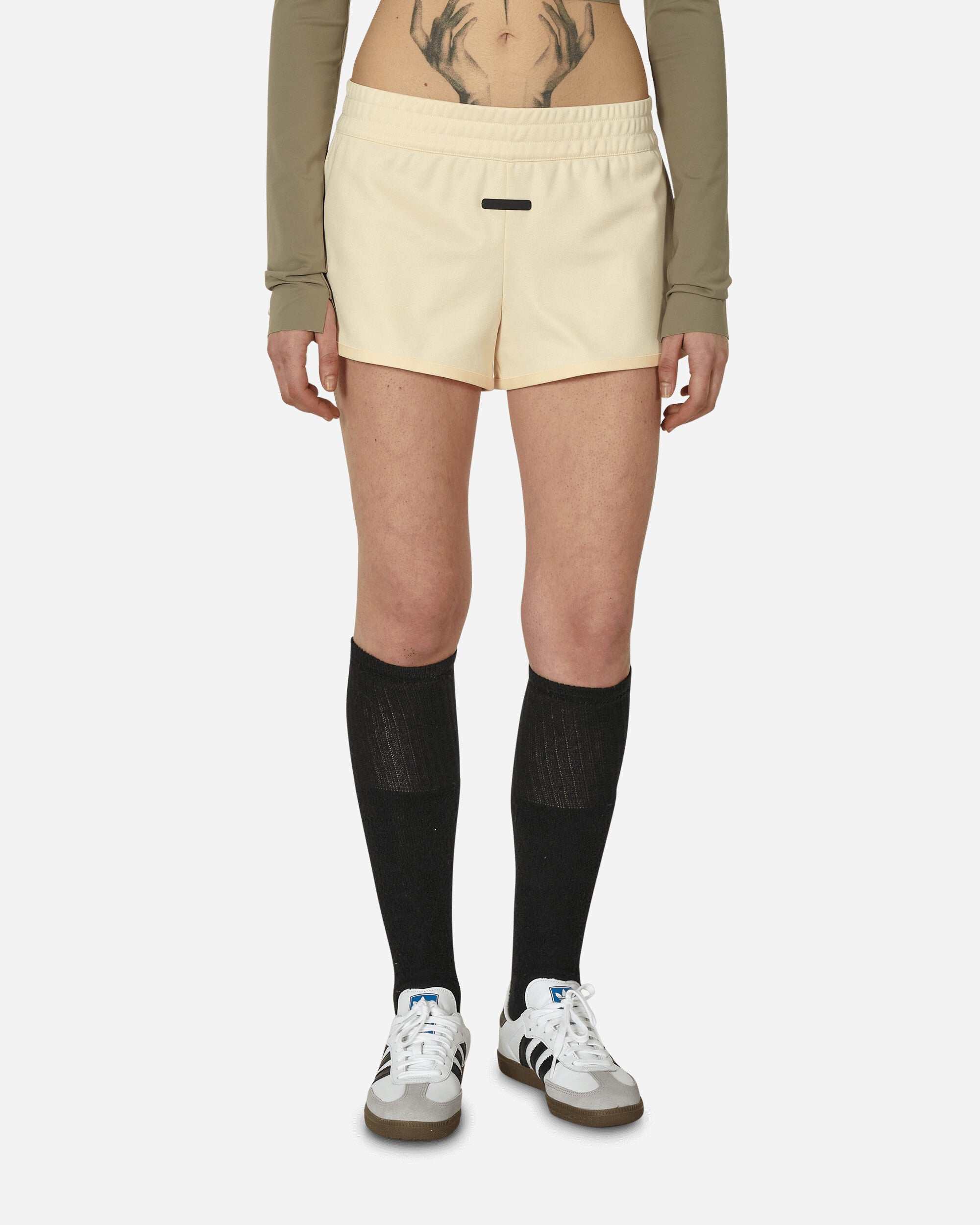 Shop Adidas Originals Fear Of God Athletics Tricot Shorts Pale In Yellow