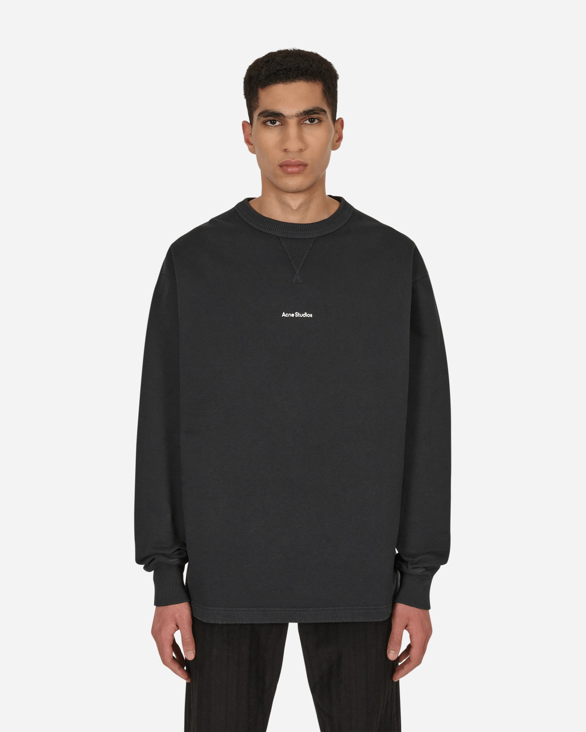 Acne Studios Logo Crewneck Sweatshirt In Black | ModeSens