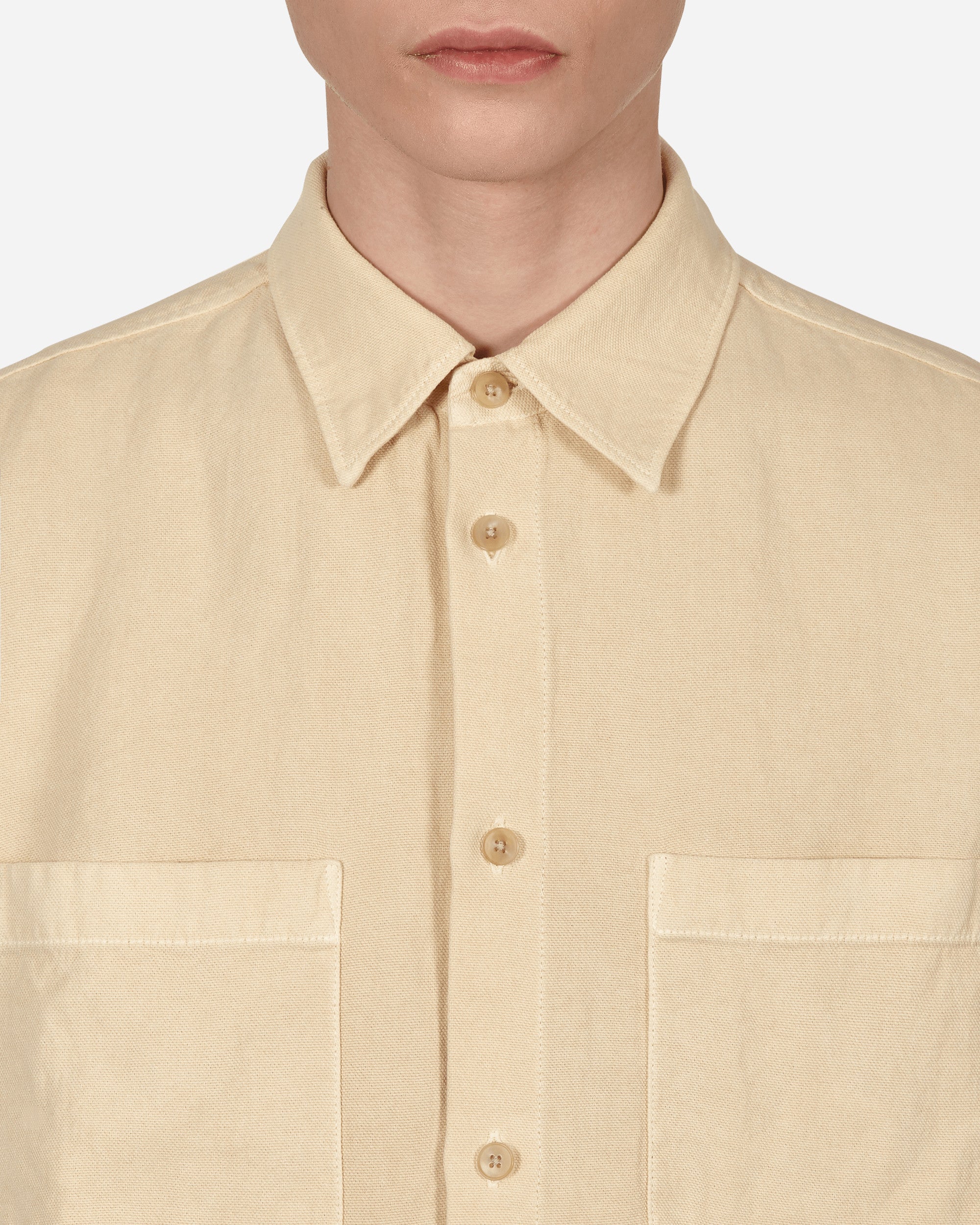 AURALEE Washi Duck Canvas Shortsleeve Shirt Beige - Slam Jam