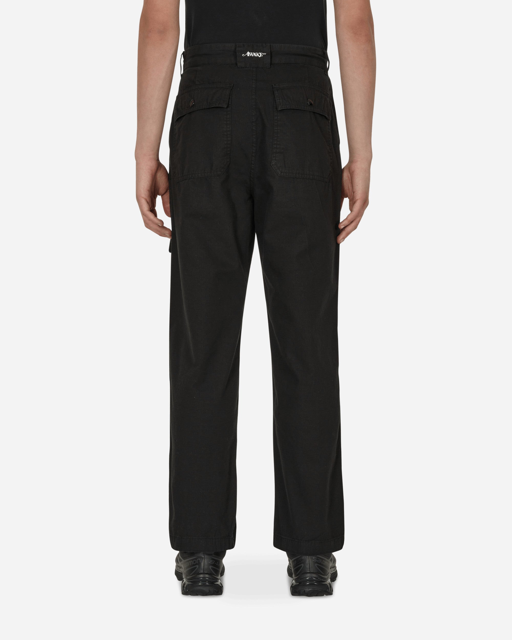 Awake Ny Embroidered Cargo Trousers In Black | ModeSens