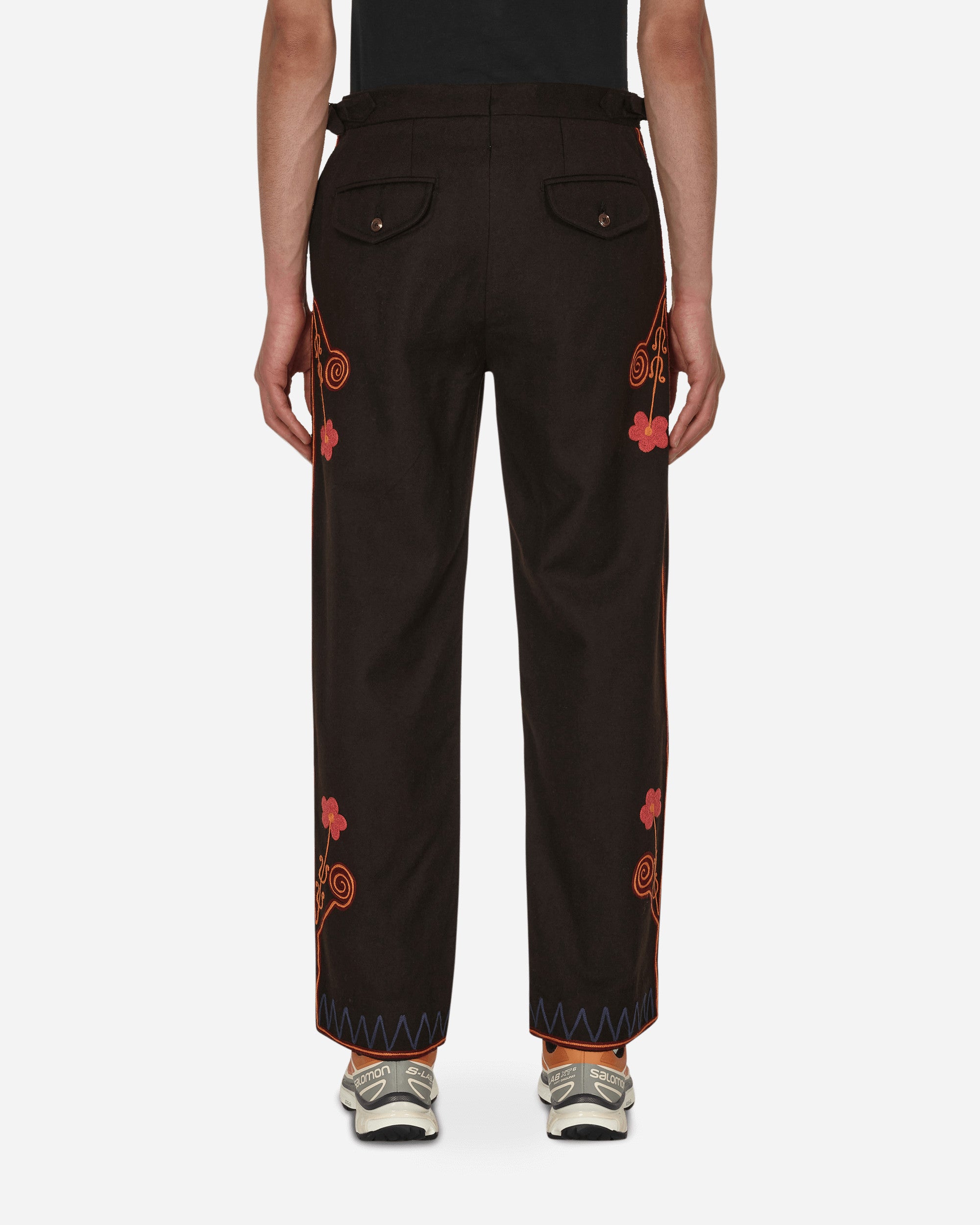 Shop Bode Rancher Embroidered Trousers Brown In Multicolor