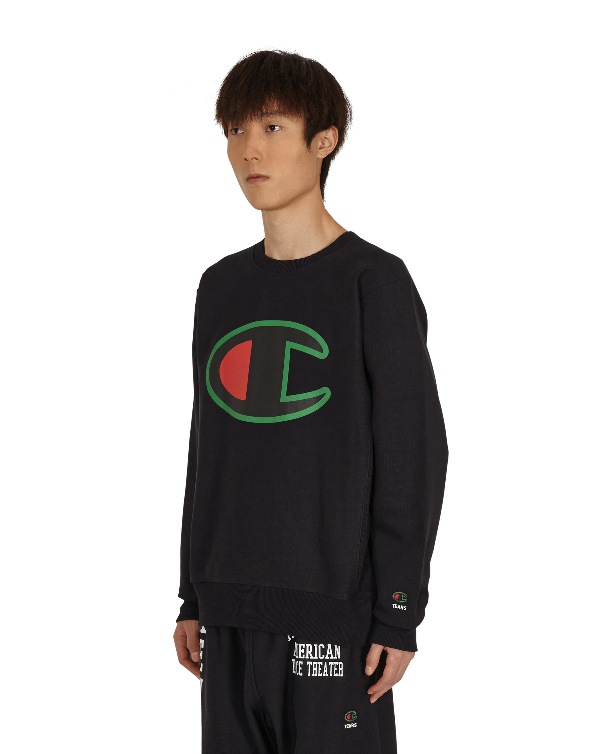 Shop Champion Tears Logo Crewneck Sweatshirt In Nbk