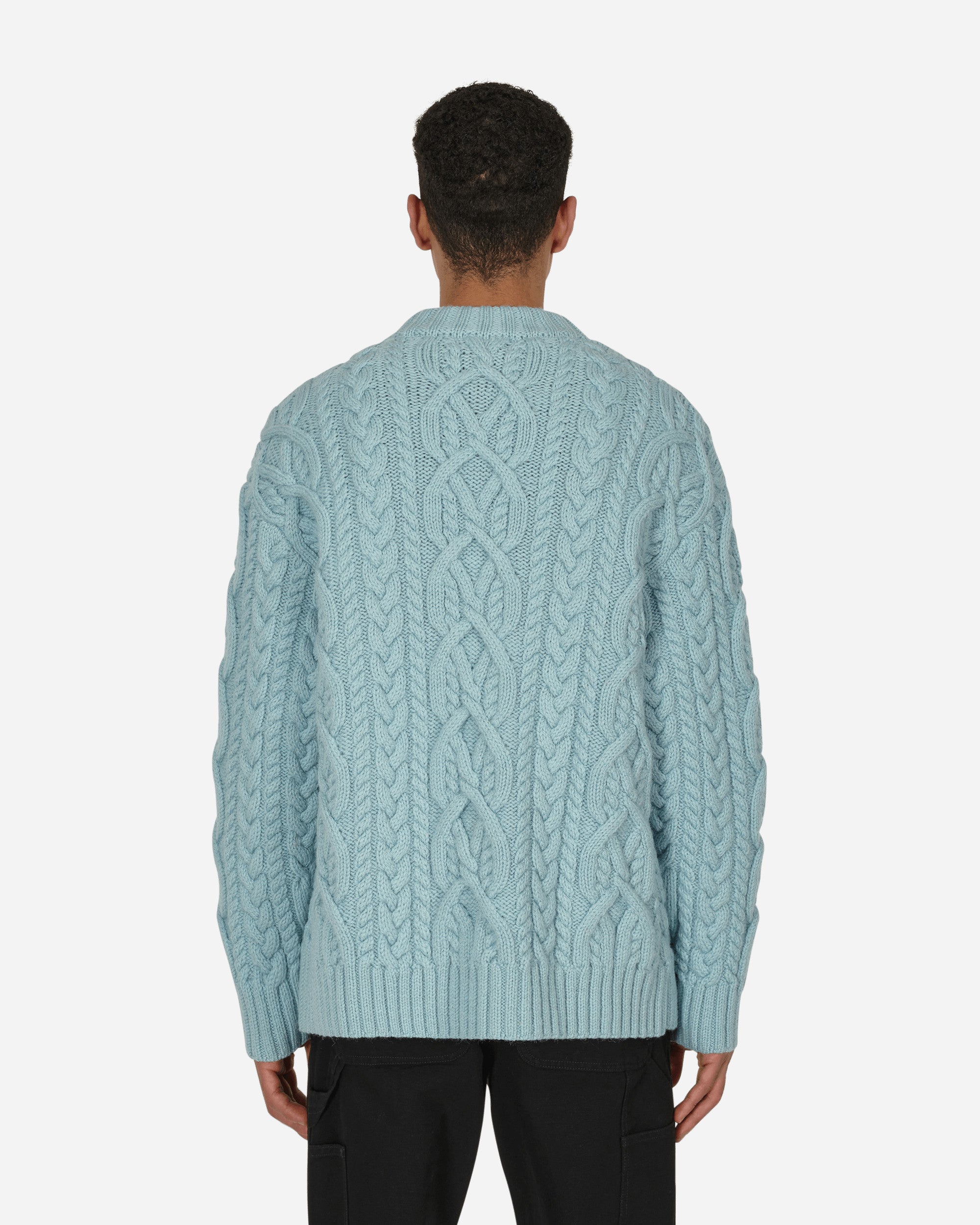 Shop Dries Van Noten Cable Knit Sweater In Blue