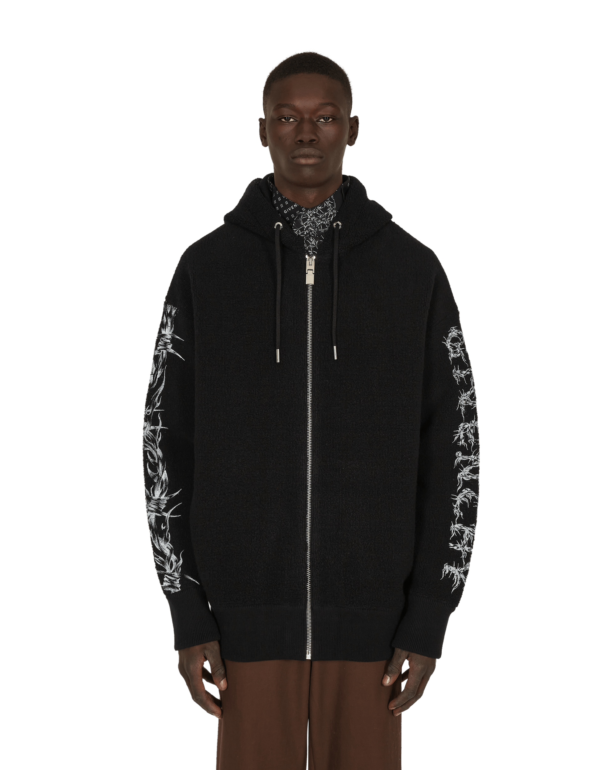 Givenchy Barbed Wire Printed Hooded Zip Sweater Black - Slam Jam Official  Store