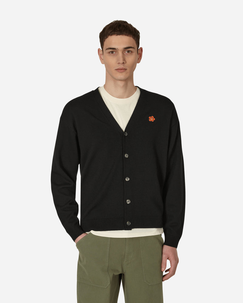 KENZO Paris 'Boke Flower' Crest Merino Wool Cardigan Black