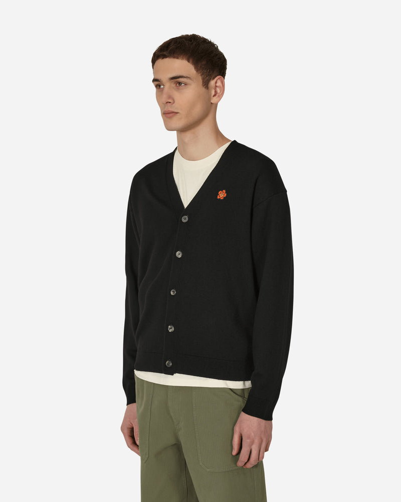 KENZO Paris 'Boke Flower' Crest Merino Wool Cardigan Black