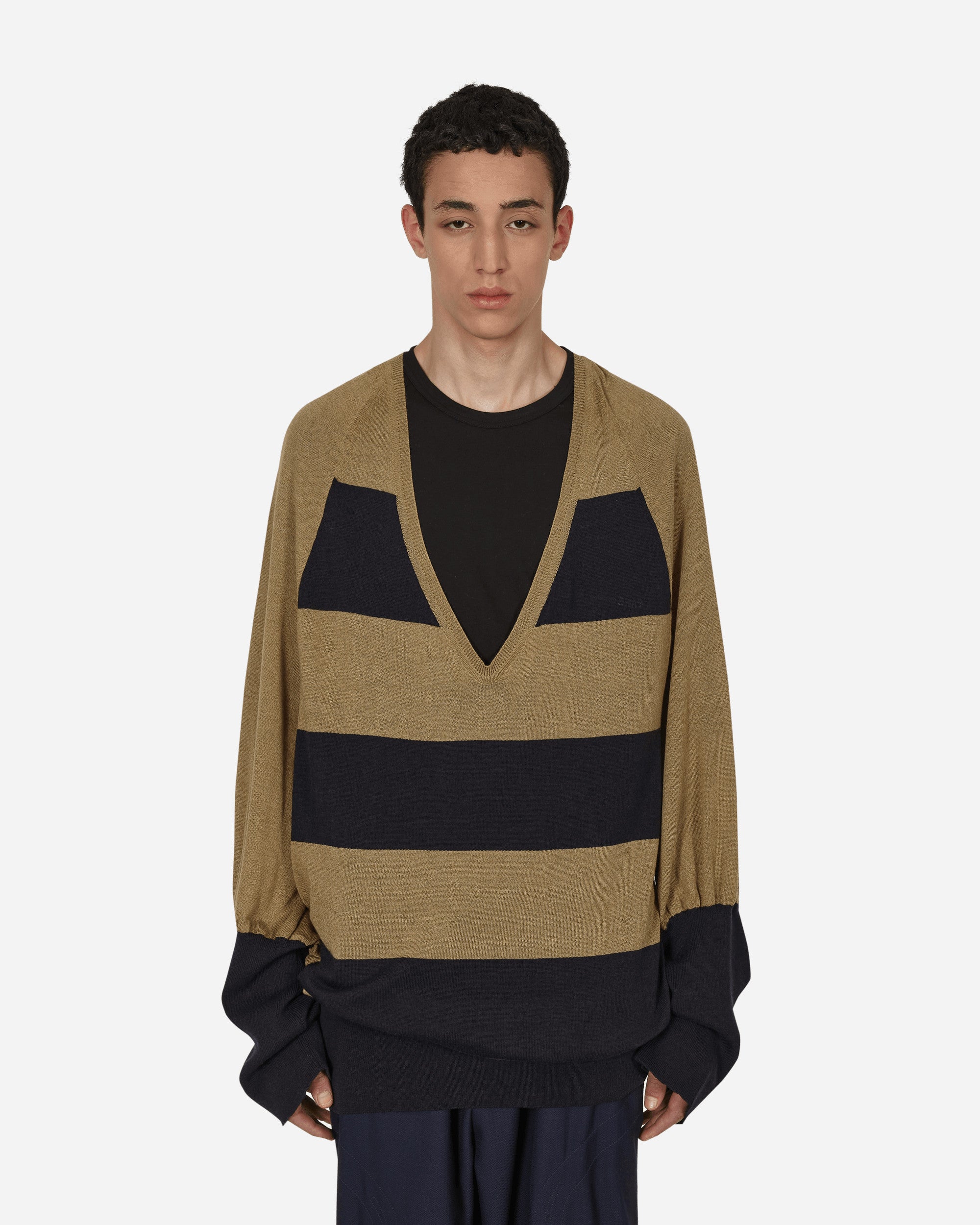 Kiko Kostadinov Navy & Beige Virgin Wool Sweater In Multicolor | ModeSens
