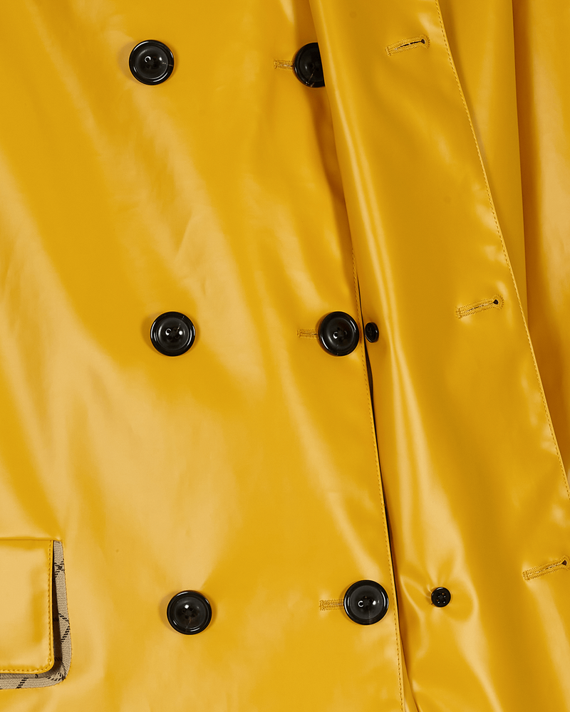 Maison Margiela Coated Cotton Double Breasted Raincoat Yellow
