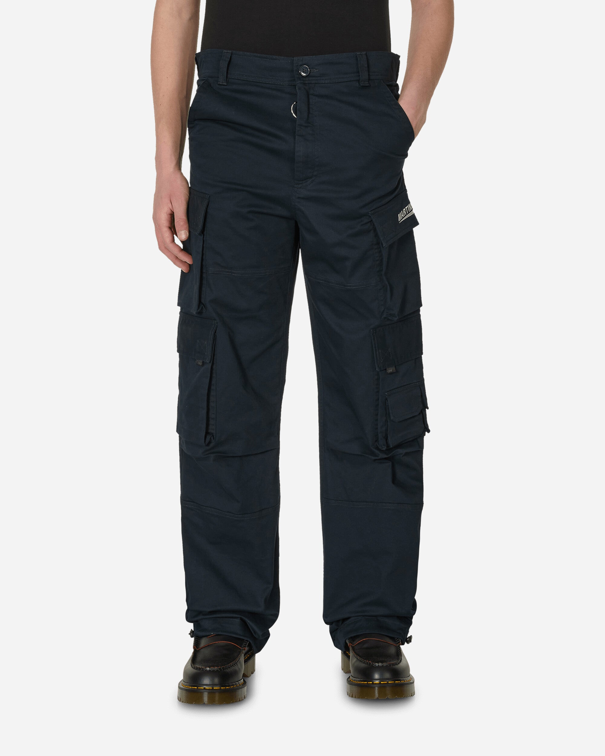 Martine Rose Navy Pulled Cargo Trousers In Blue | ModeSens