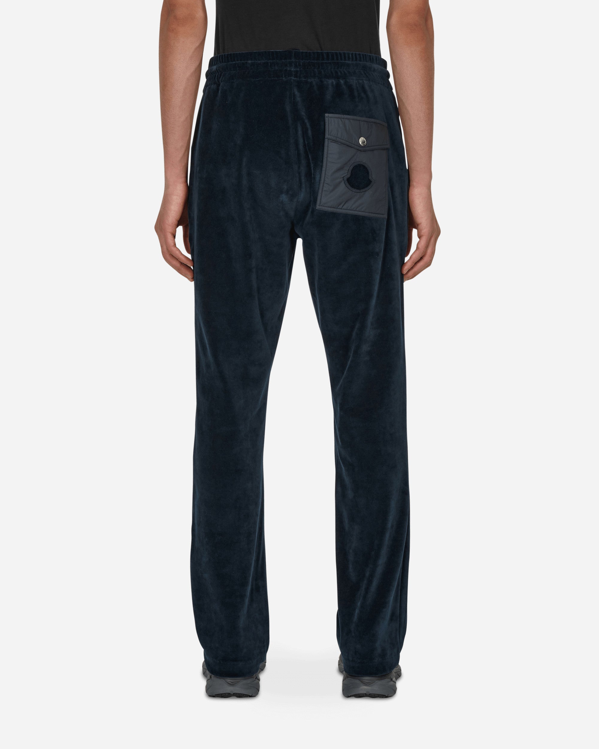 Shop Moncler Velvet Sweatpants In Blue