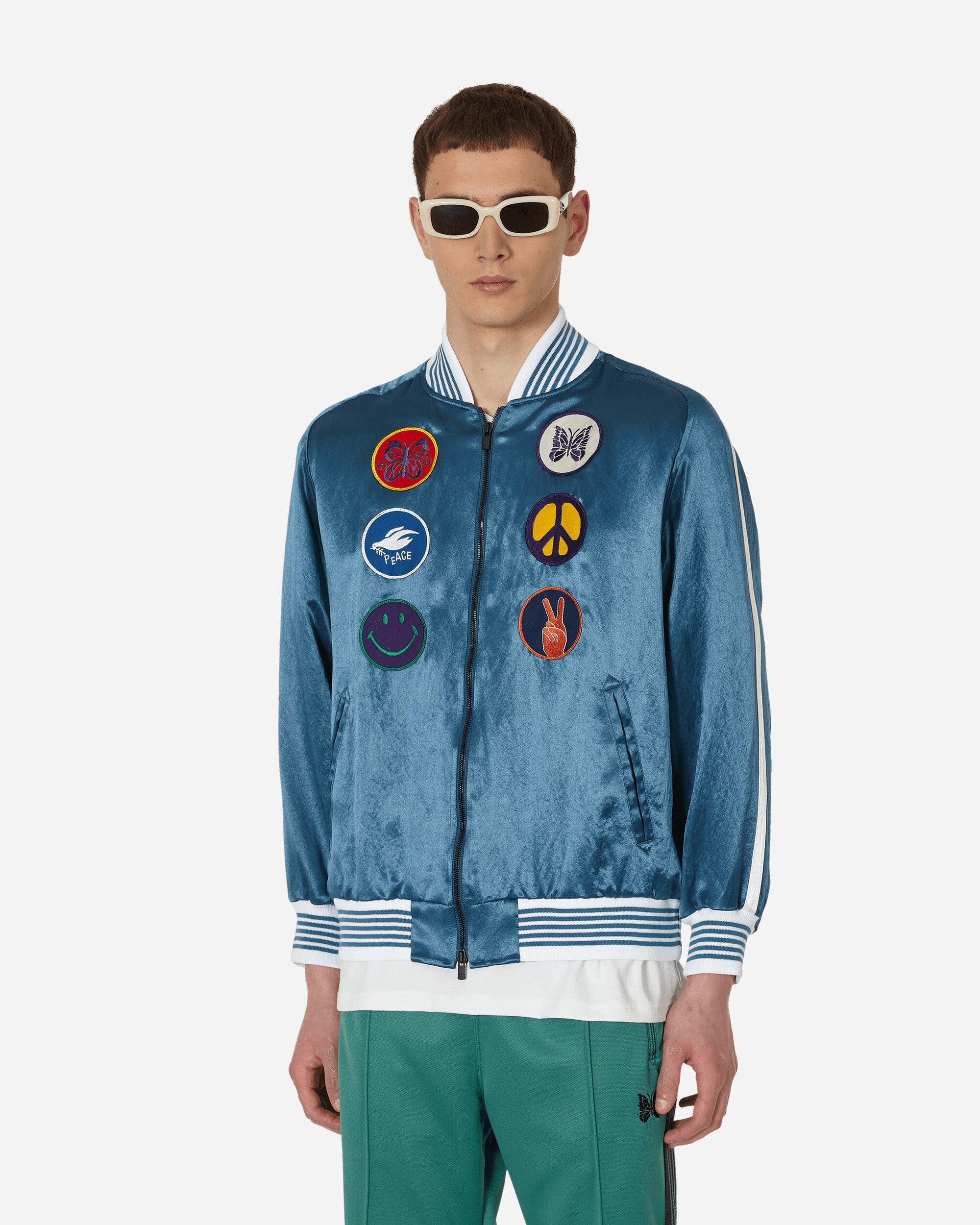 Needles Acetate Sateen Award Jacket In Blue | ModeSens