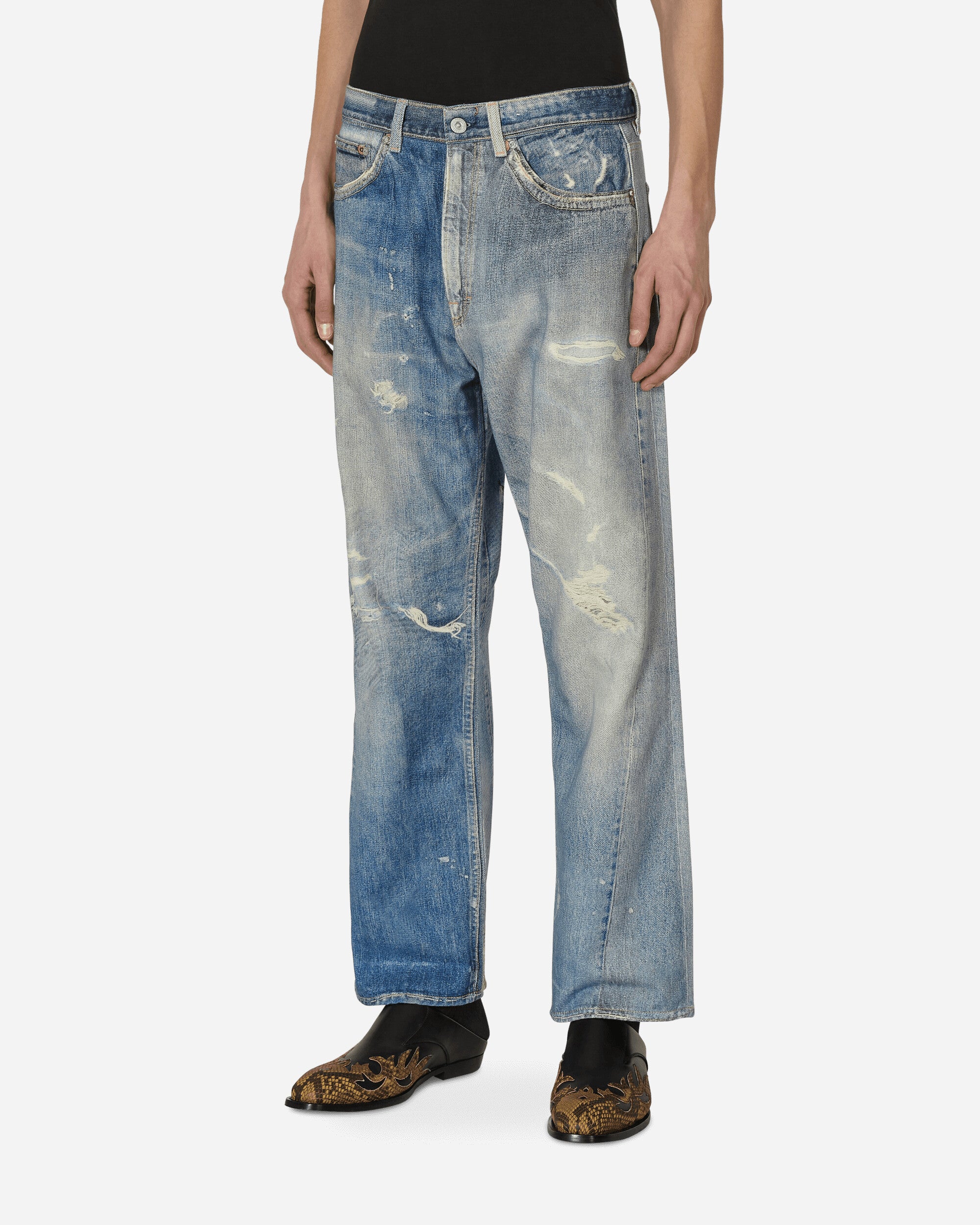 Our Legacy Third Cut Distressed-print Jeans In Blue | ModeSens
