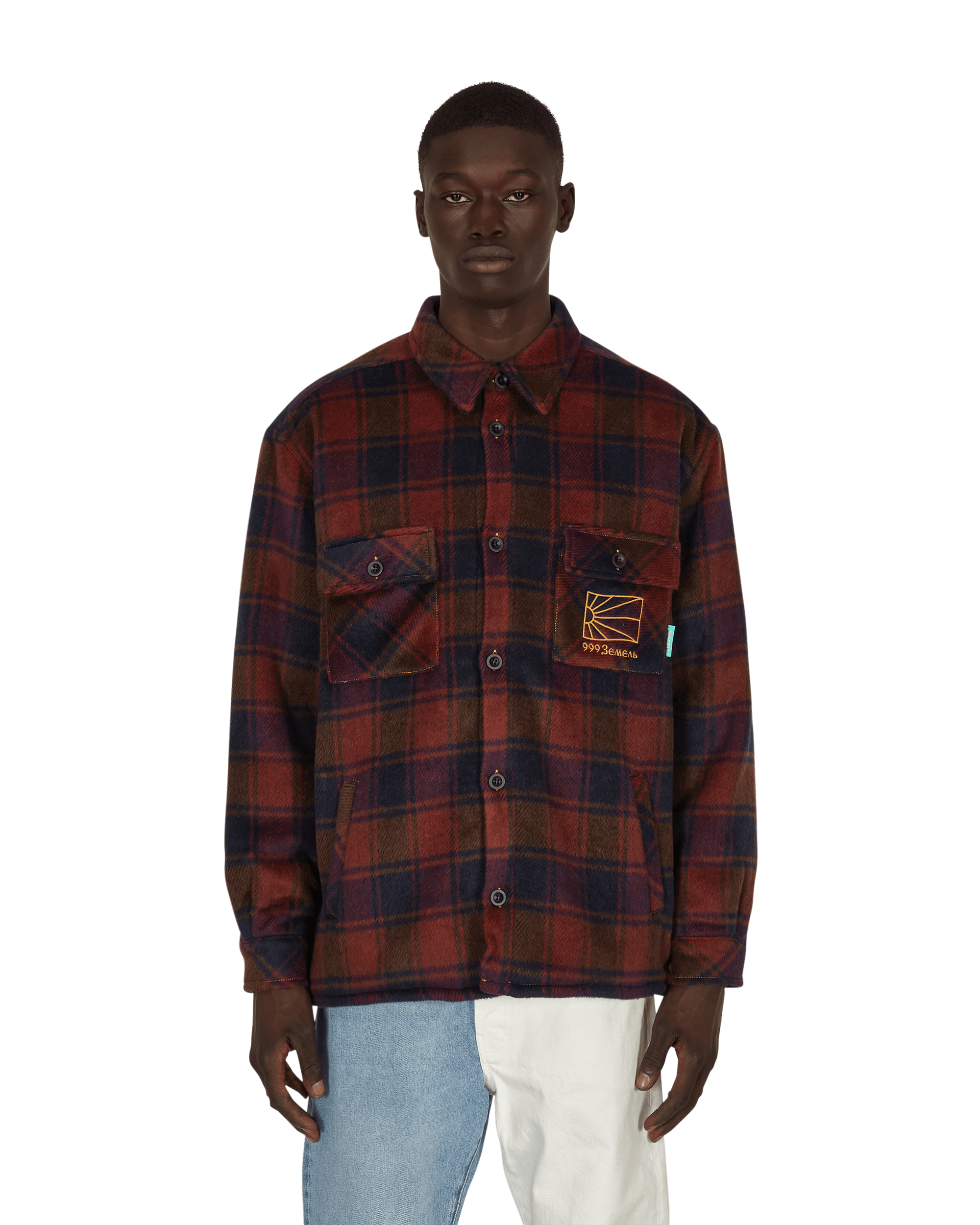 Shop Paccbet Sherpa Lined Woven Shirt In Multicolor