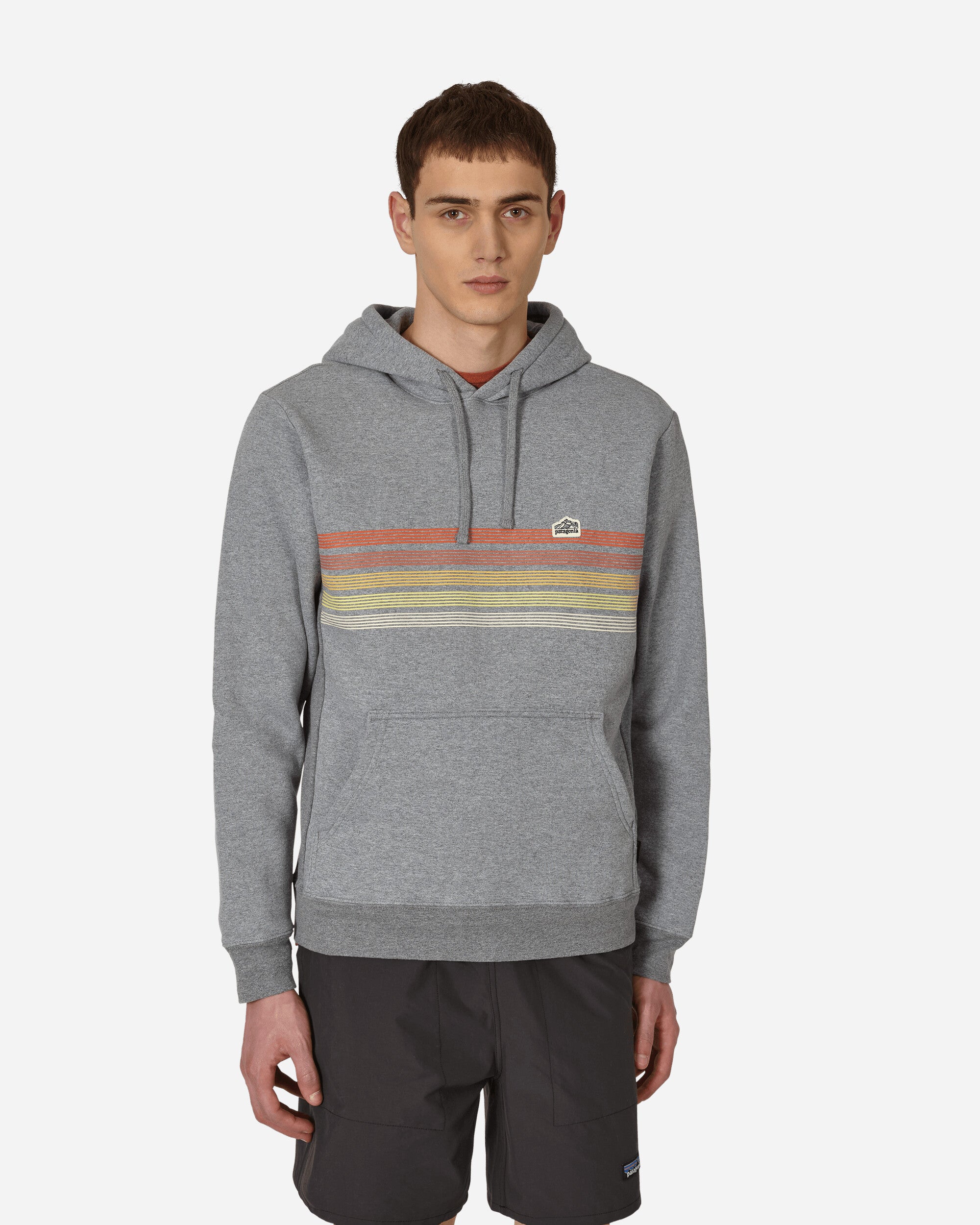 Patagonia Line Logo Ridge Stripe Uprisal Hooded Sweatshirt Grey