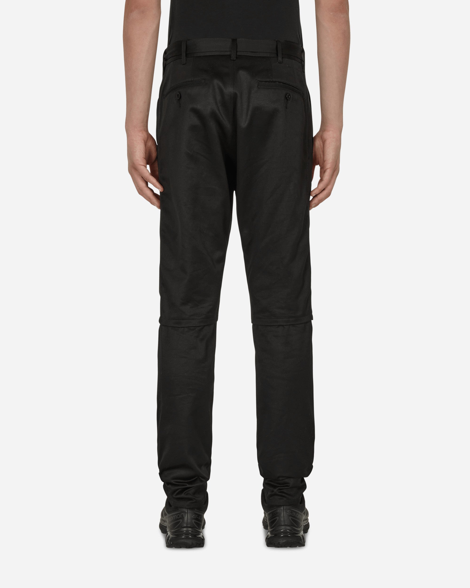 Shop Sacai Cotton Chino Knee Zip Pants In Black