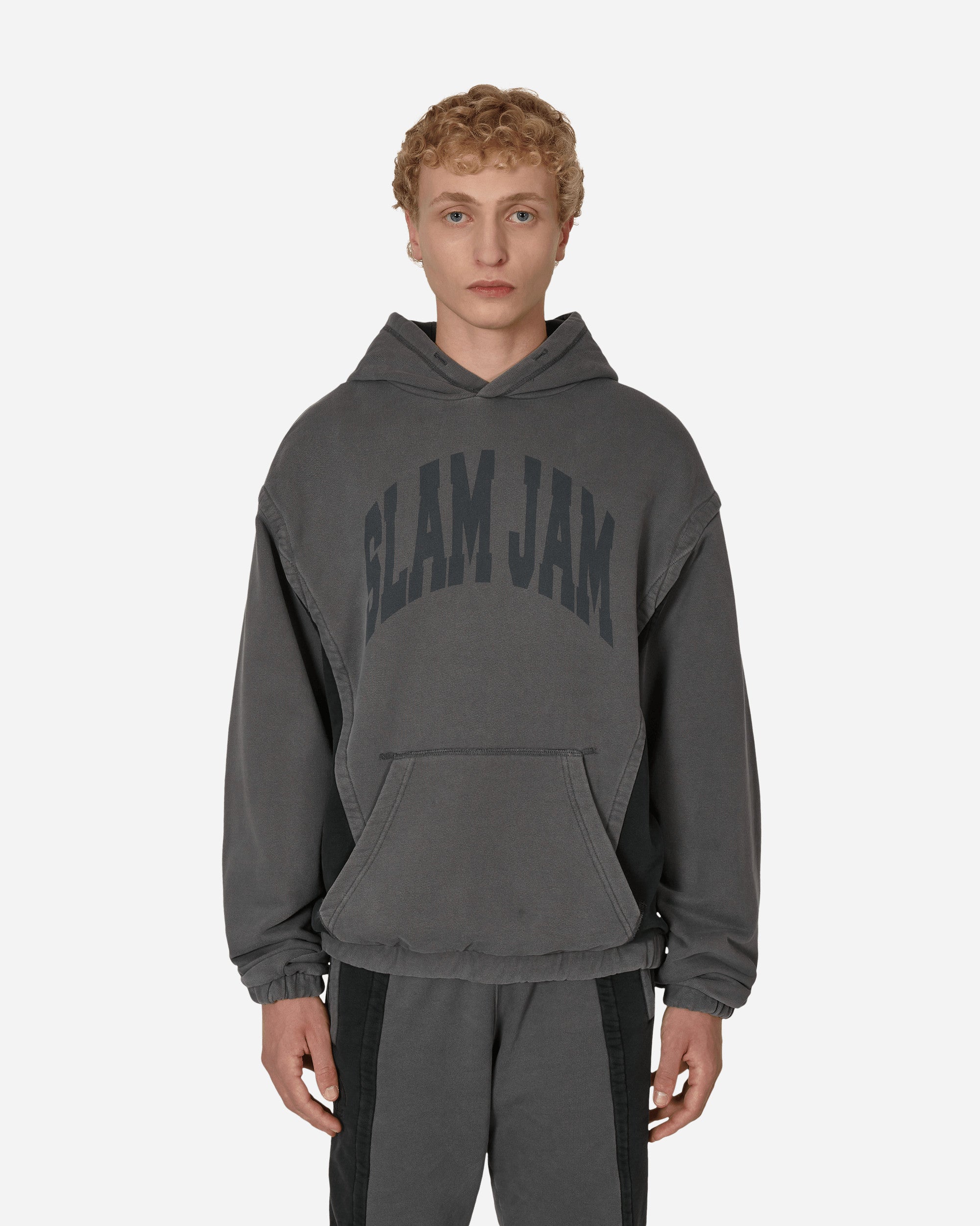 Slam Jam Panel Hooded Sweatshirt Grey / Black - Slam Jam Official Store