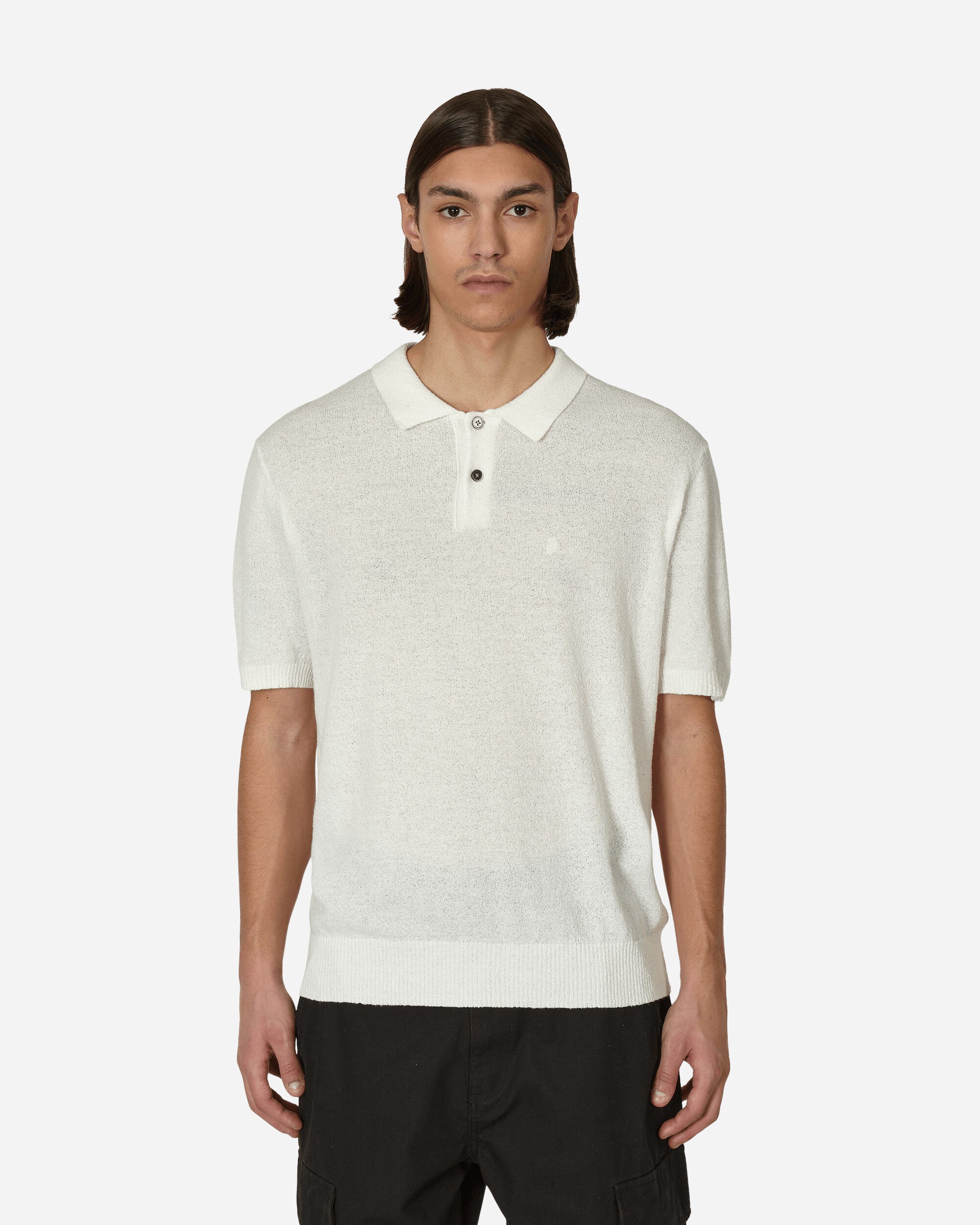 Stussy White Textured Polo In Grey | ModeSens