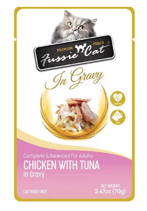Fussie Cat Premium Chicken with Tuna in Gravy Wet Cat Food, 2.47-oz pouch