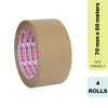 Water Activated Tape - Brown Plain | 70mm x 50 meters x 4 Rolls