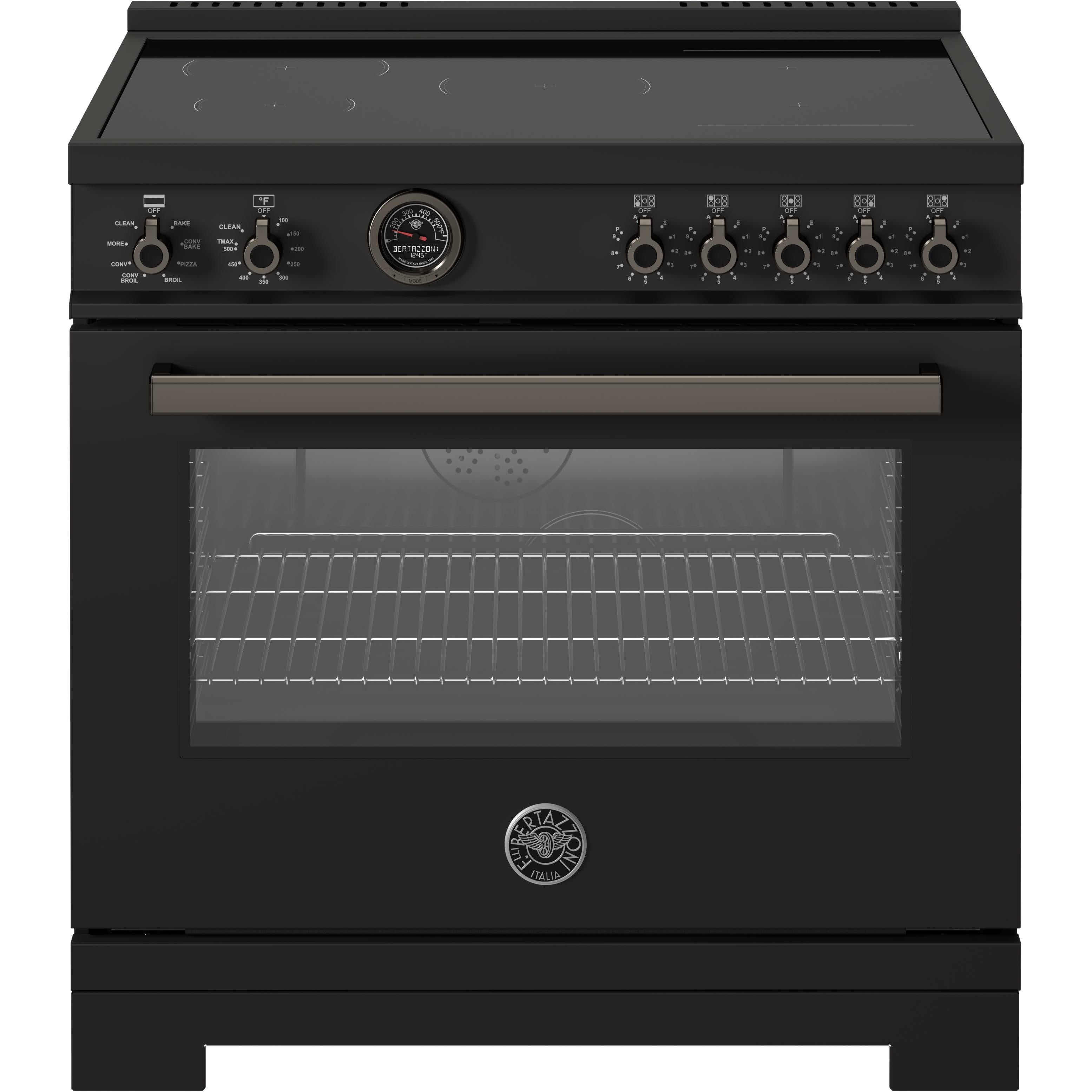 PRO365ICFEPART by Bertazzoni - 36 inch Induction Range, 5 Heating Zones and  Cast Iron Griddle, Electric Self-Clean Oven Arancio