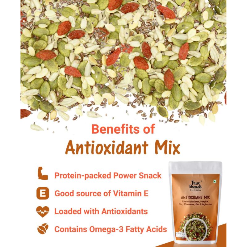 True Elements Antioxidant Mix, Roasted Sunflower, Pumpkin, Flax, Watermelon, Chia Seeds and Goji Berries 250gm