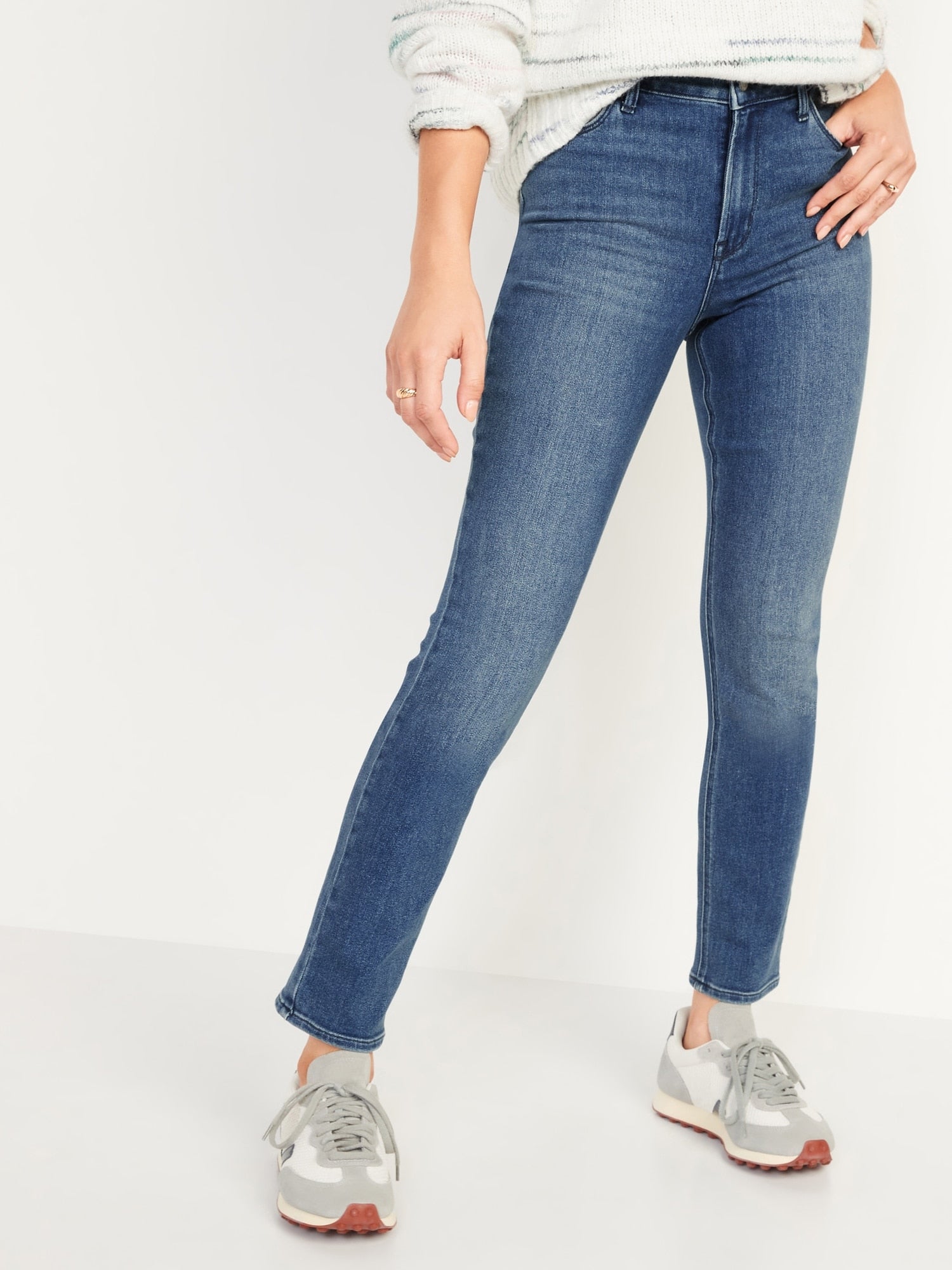 Mid-Rise Power Slim Straight Dark-Wash Jeans for Women - Old Navy  Philippines