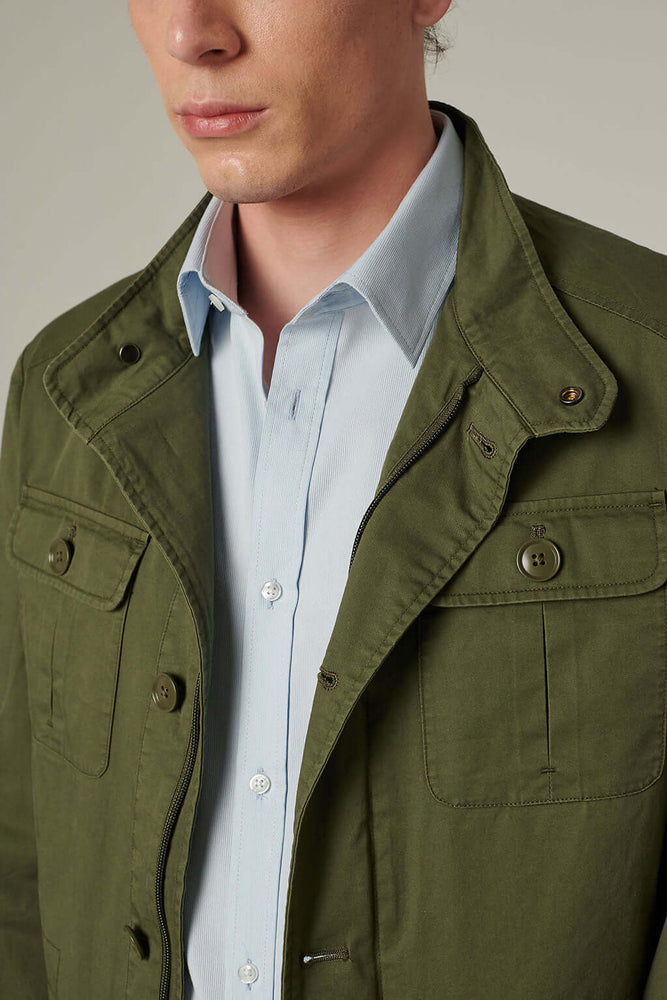 Field Jacket in twill di cotone verde
